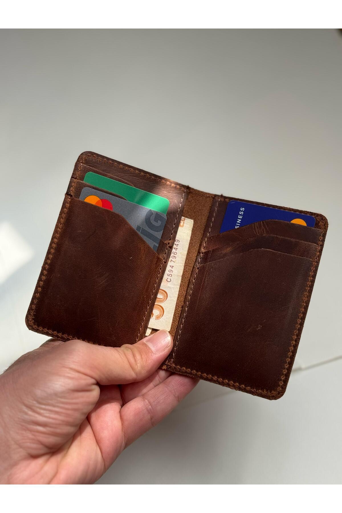 elary  Cüzdan - Kartlık, Kahverengi 6 2 Bölmeli Erkek Cüzdan %100 Hakiki Deri Cüzdan Dikey Kartlık - Görsel 2