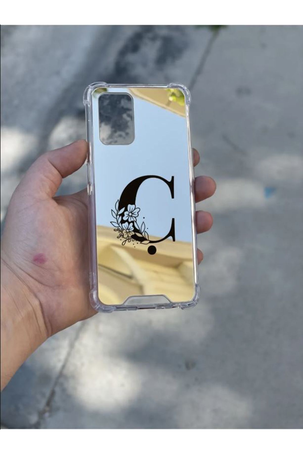 PERAX Samsung Galaxy M54 Uyumlu Gümüş Aynalı Darbe Korumalı Ç Harf Tasarımlı Silikon Kılıf