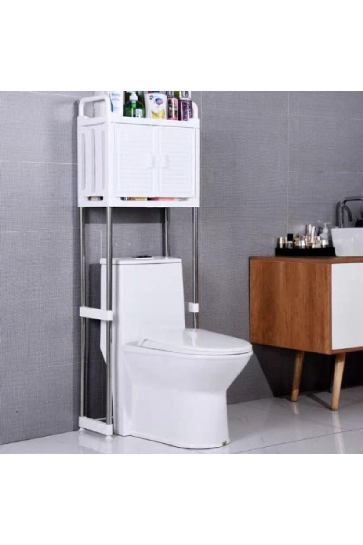 Askımo Klozet Üstü Düzenleyici Raf Banyo Düzenleyici Klozet Üstü Raf Banyo Raf Dolap