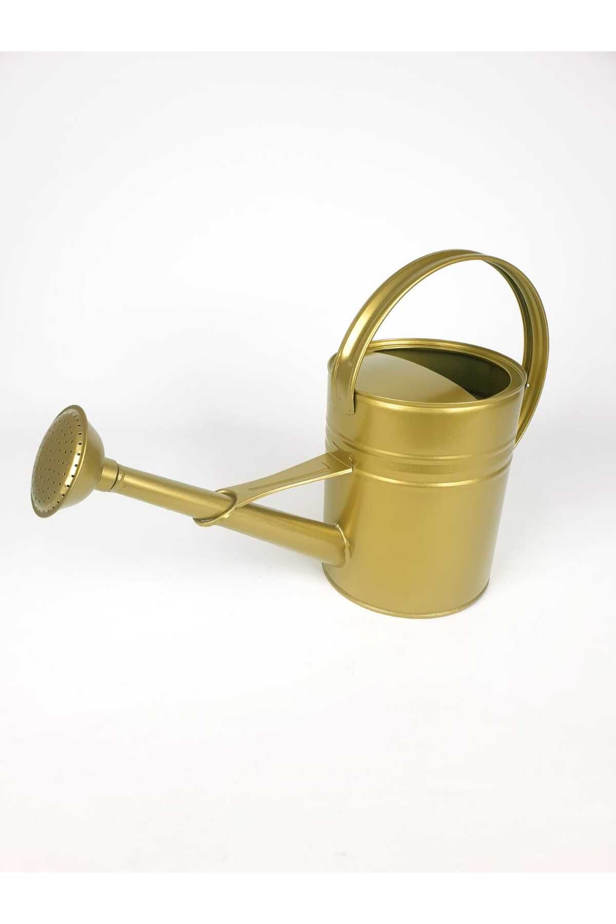 Desen Dekorasyon Çiçek Bahçe Sulama Kabı Metal Sulak Vintage 3,5 Litre Gold