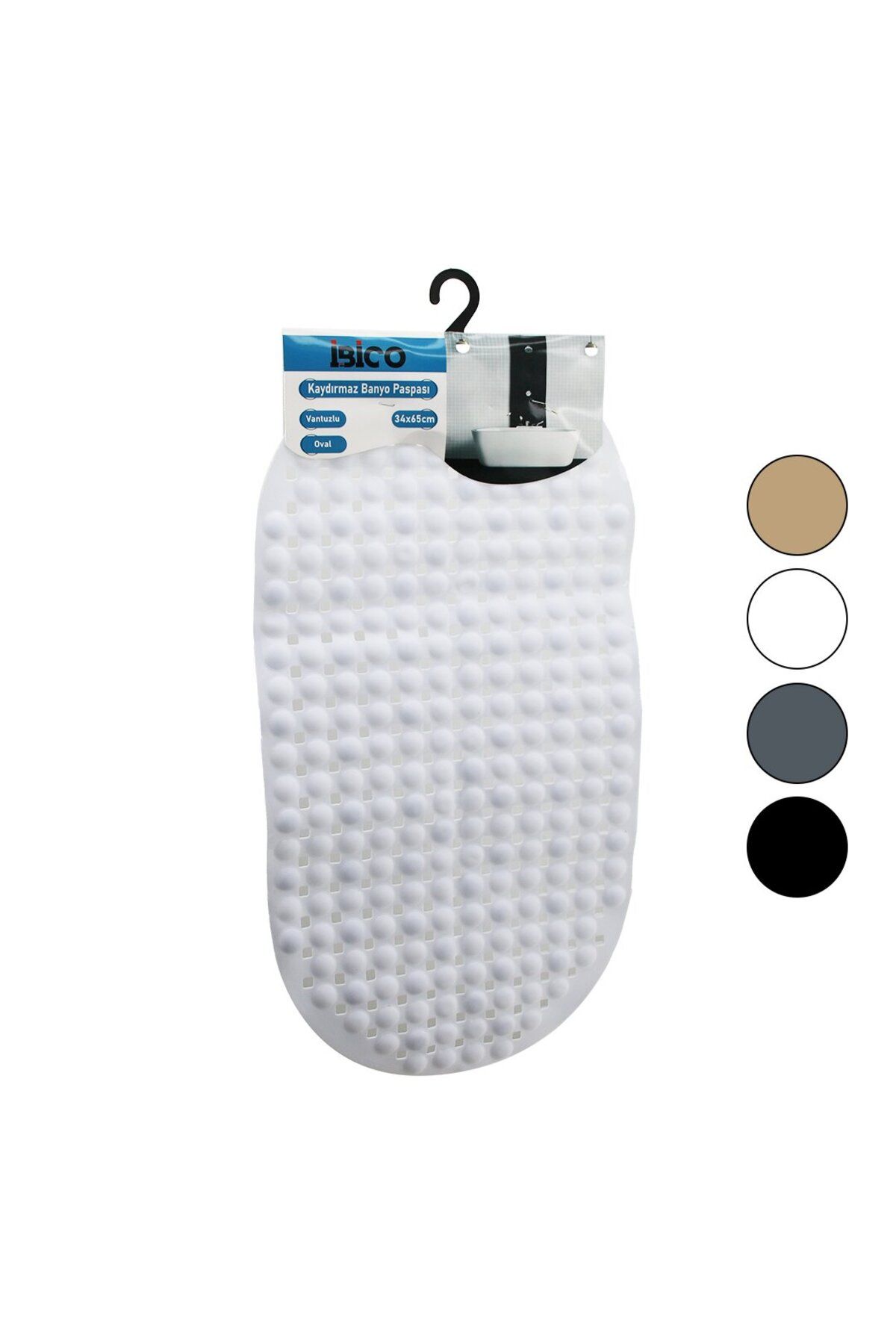 ALHAY OVAL - KABARTMA TOP DESENLİ - RENKLİ VANTUZLU KAYDIRMAZ BANYO - KÜVET PASPASI 34X65CM