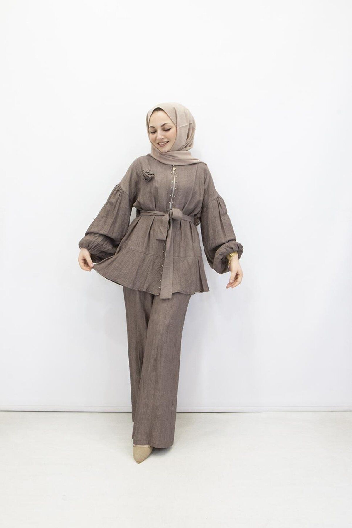 feray kaya-6005 Feray Kaya 6005 Strawberry Fabric Tunic Set 2