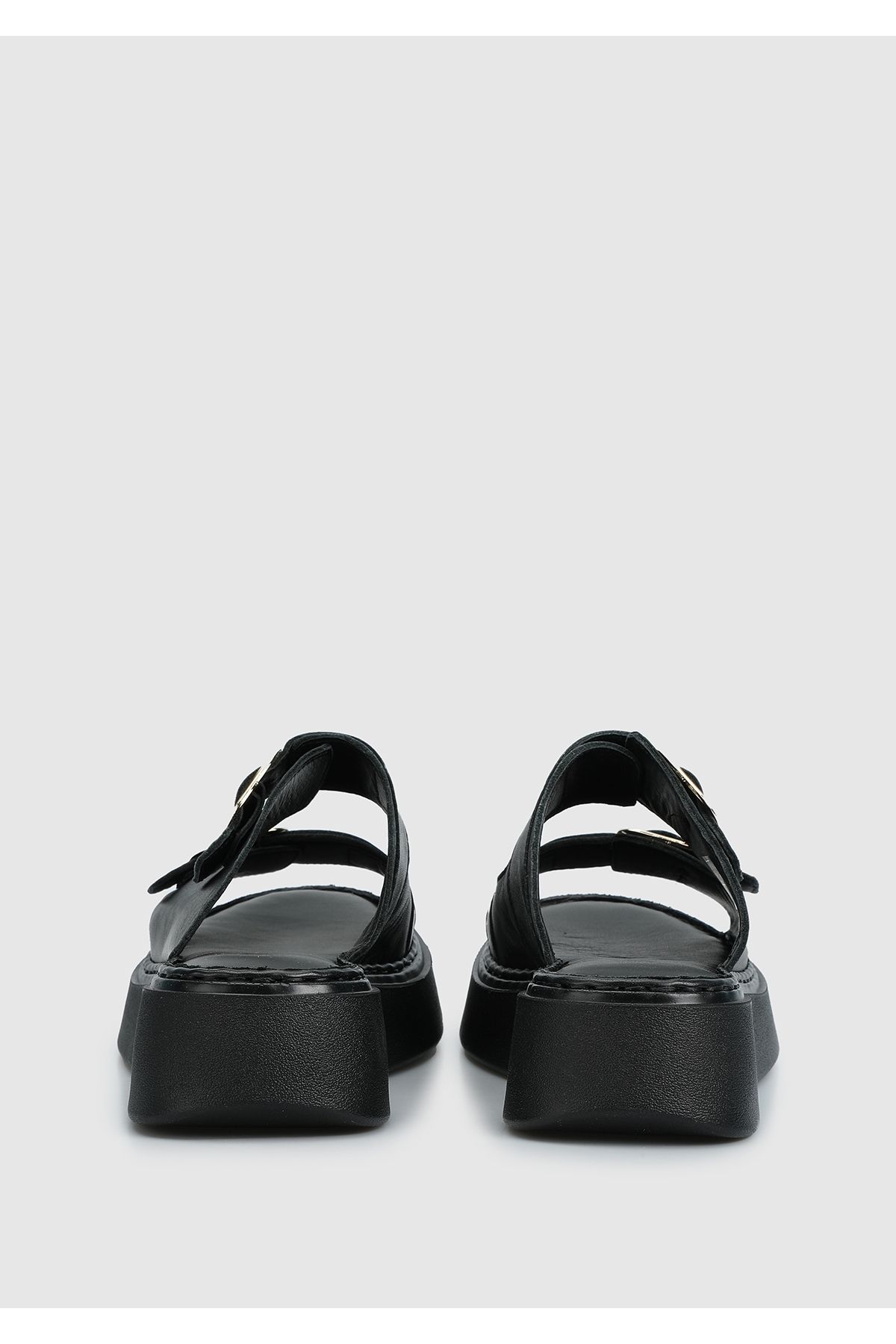 Provoq-Black Leather Women's Slippers 4