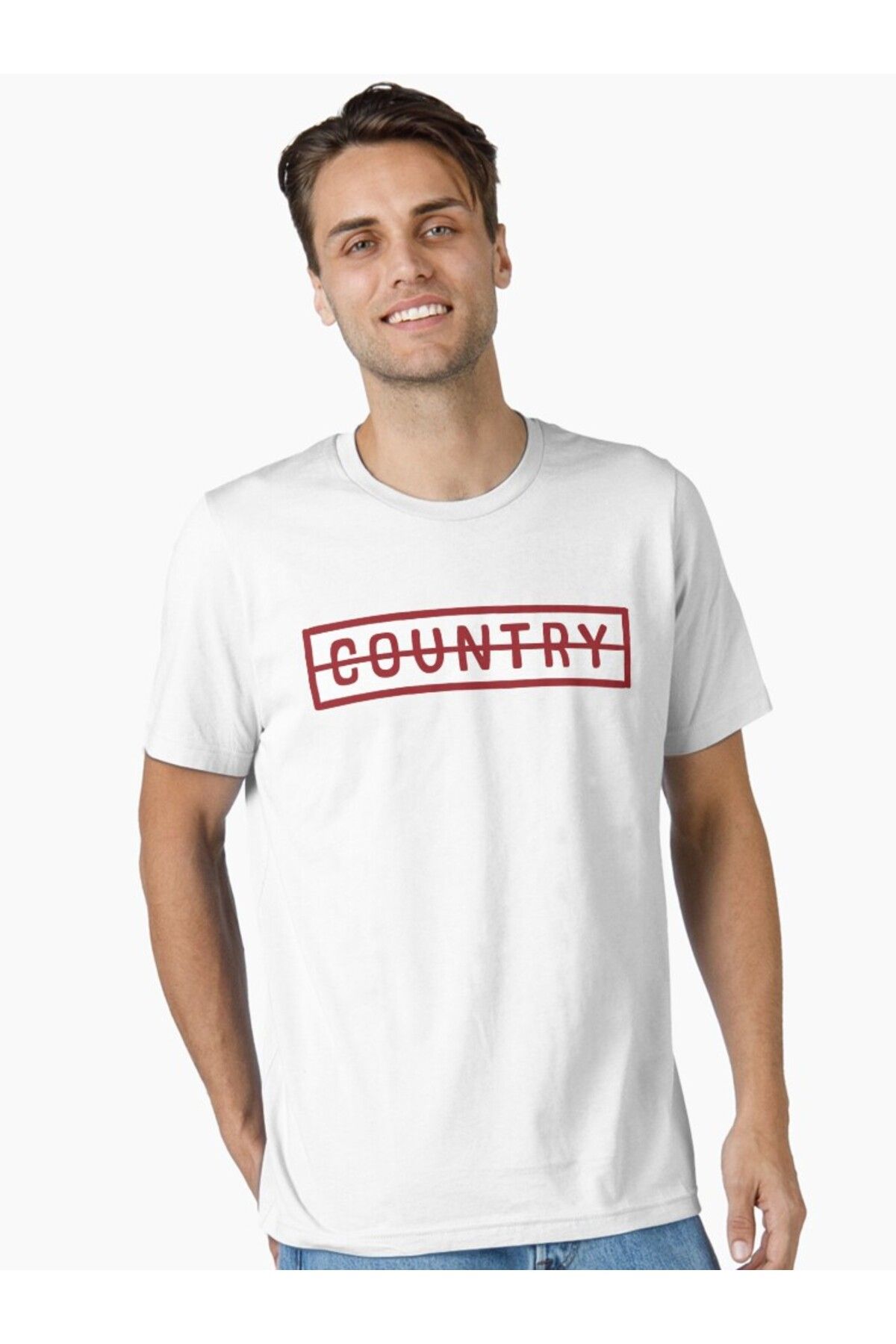 RawNox Unisex Bol Kalıp Beyaz ve Siyah Country Tshirt