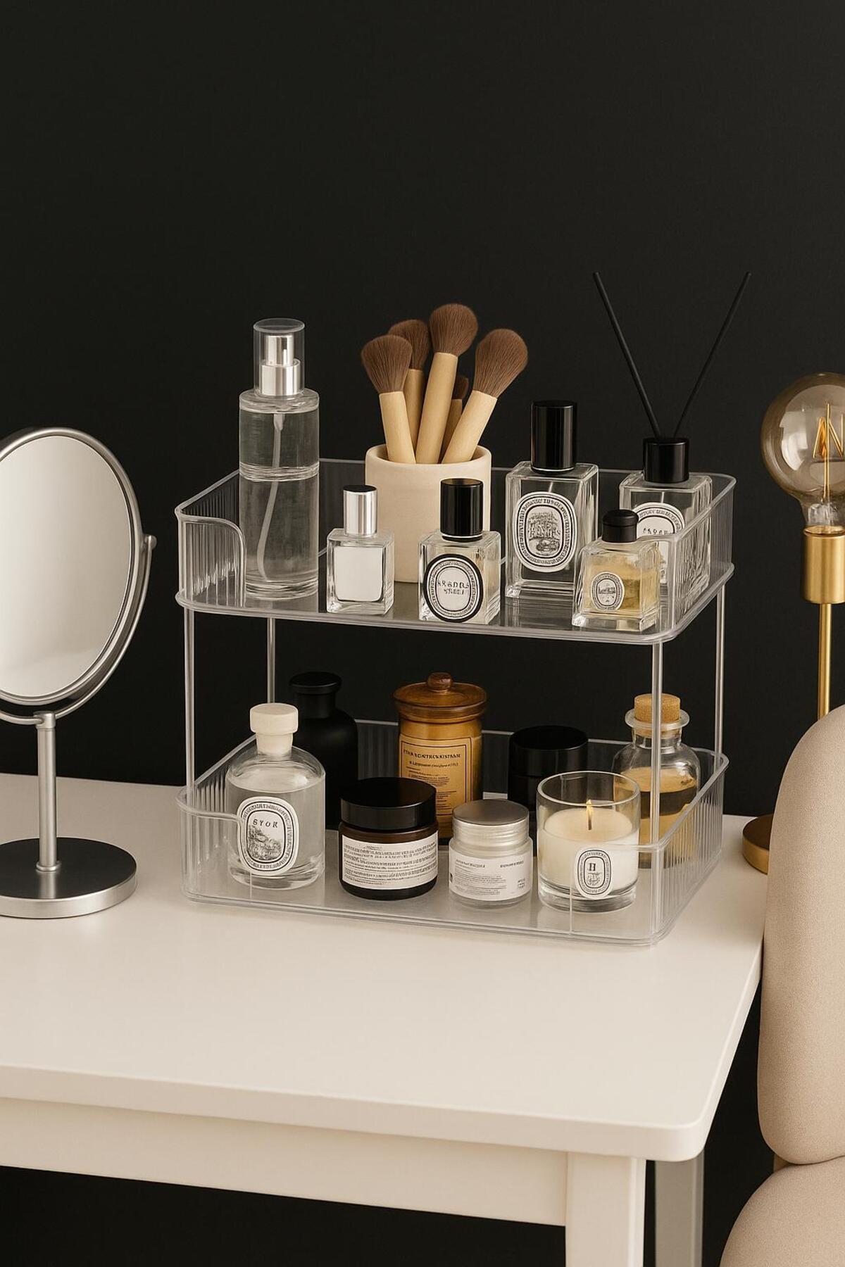 Bambus Home-2 Layers Makeup Organizer Makeup/Cosmetic/Kitchen/Bathroom/Jewelry Organizer Multipurpose 2