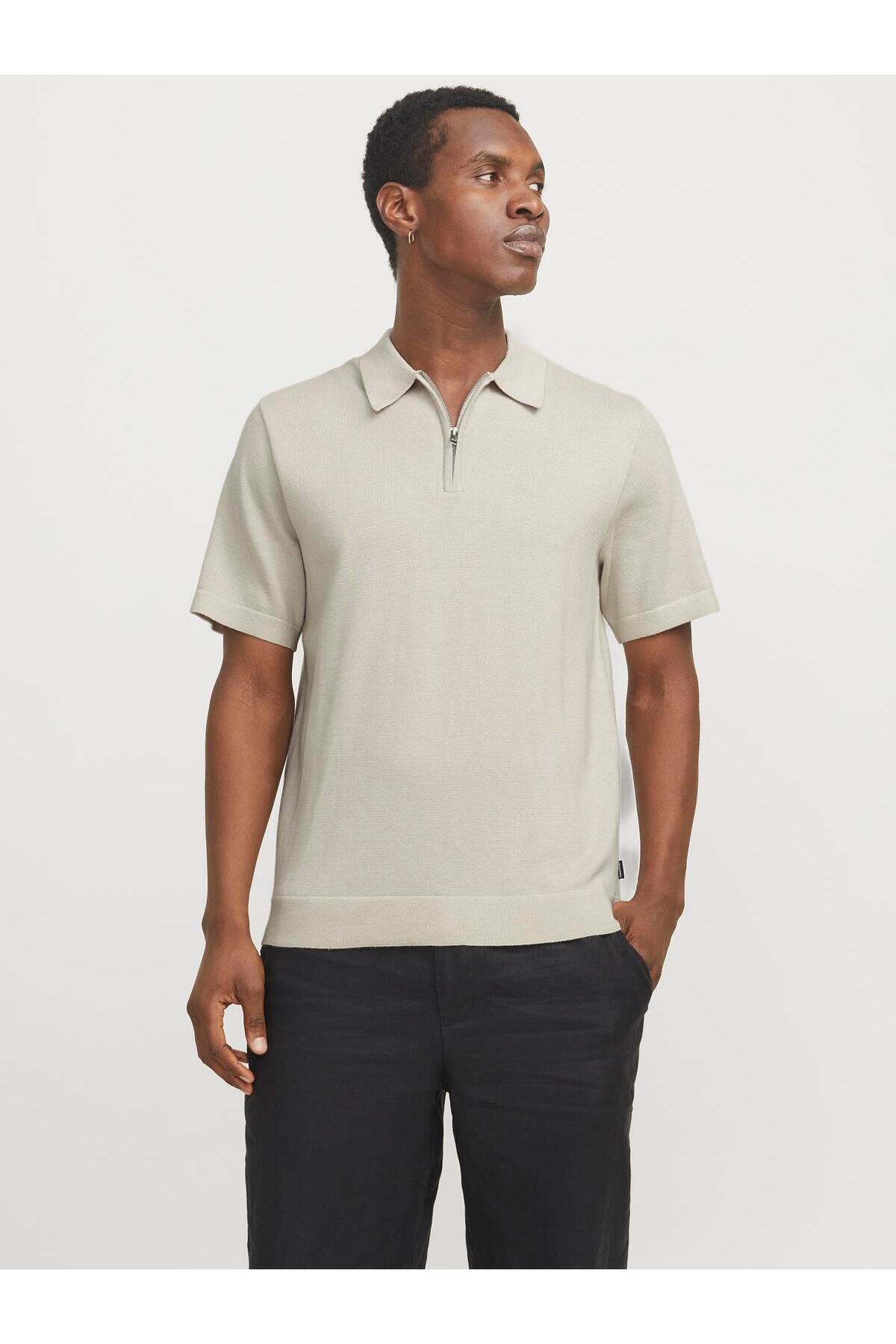 جک اند جونز بافتنی فنری JPRBLAMILANO POLO SS SN نقره ای