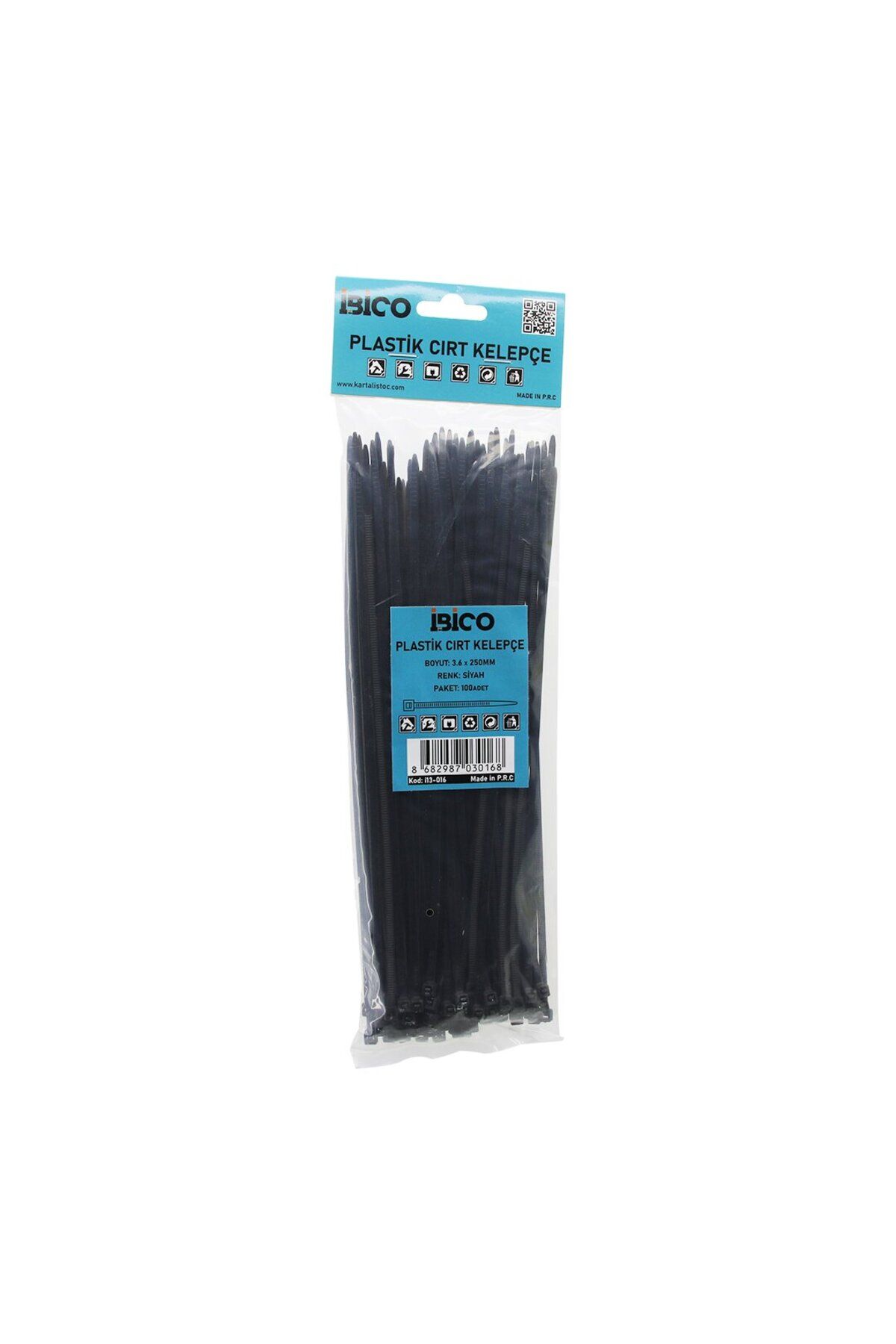 Ayaz World 100PCS SİYAH 3.6X250MM PLASTİK CIRT KELEPÇE (4767)