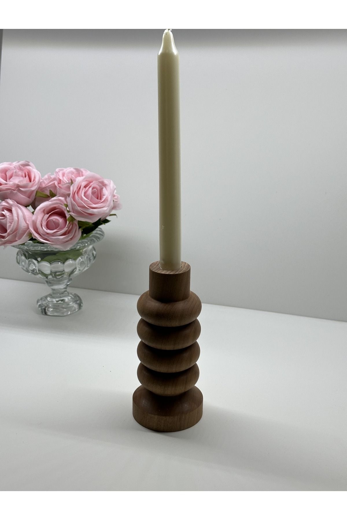 lazzir handle AHŞAP ŞAMDAN -KATLI MUMLUK-2'Lİ 7,5X16-7,5X16 CM UZUNLUK-(S17)AÇIK RENK