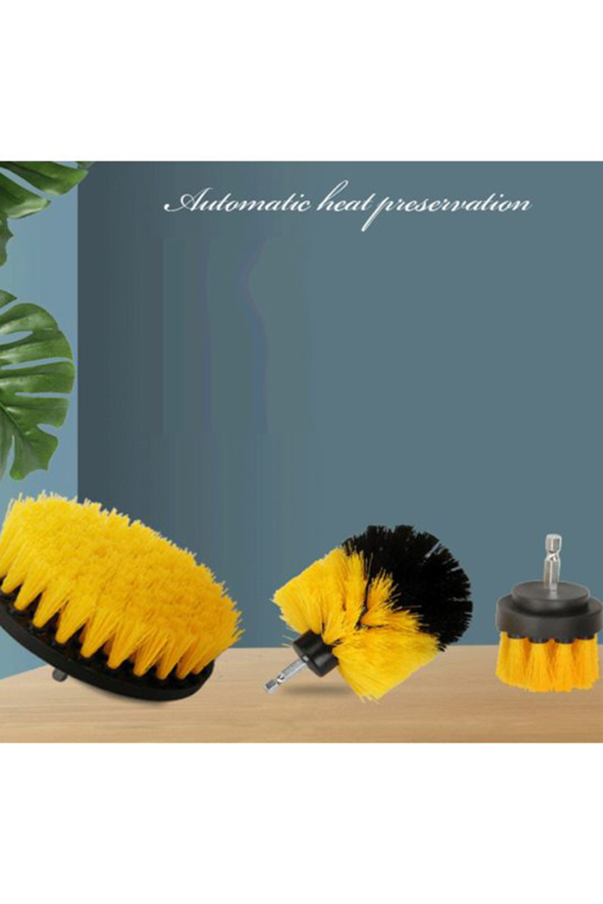 Generic-3-Piece Tile Grout Power Scrubber Drill Brush Tub Yellow/Black 5