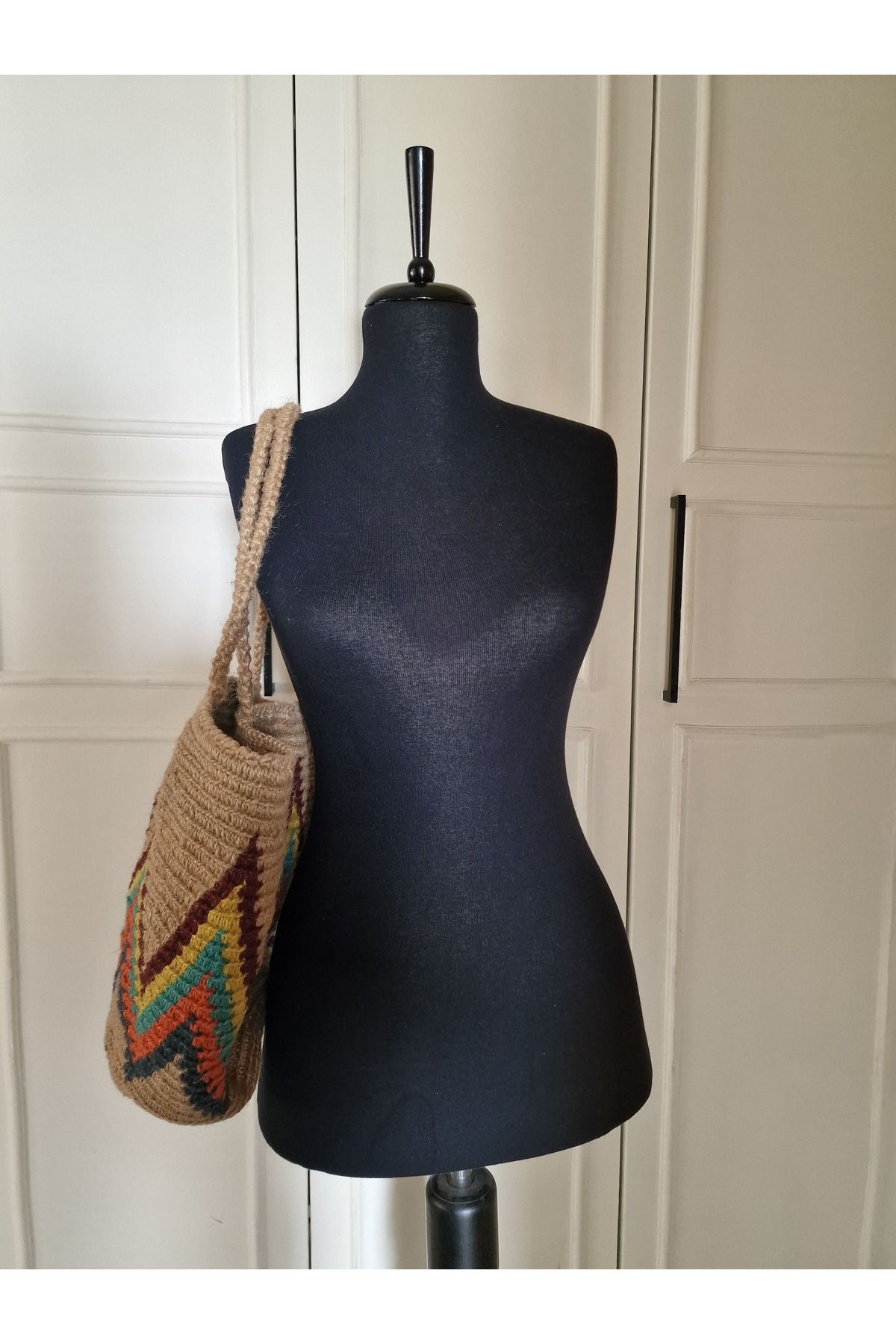 Hobi Kafe-Bohemian Wicker Beach Bag Jute String Built, Unlined 4
