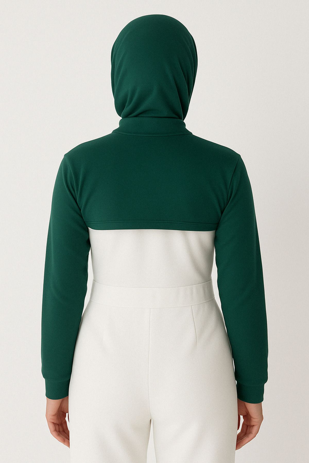 mirach-Verde pădure guler stand guler gât mâneci bumbac pieptănat guler pentru gât hijab pentru femei verde smarald 2