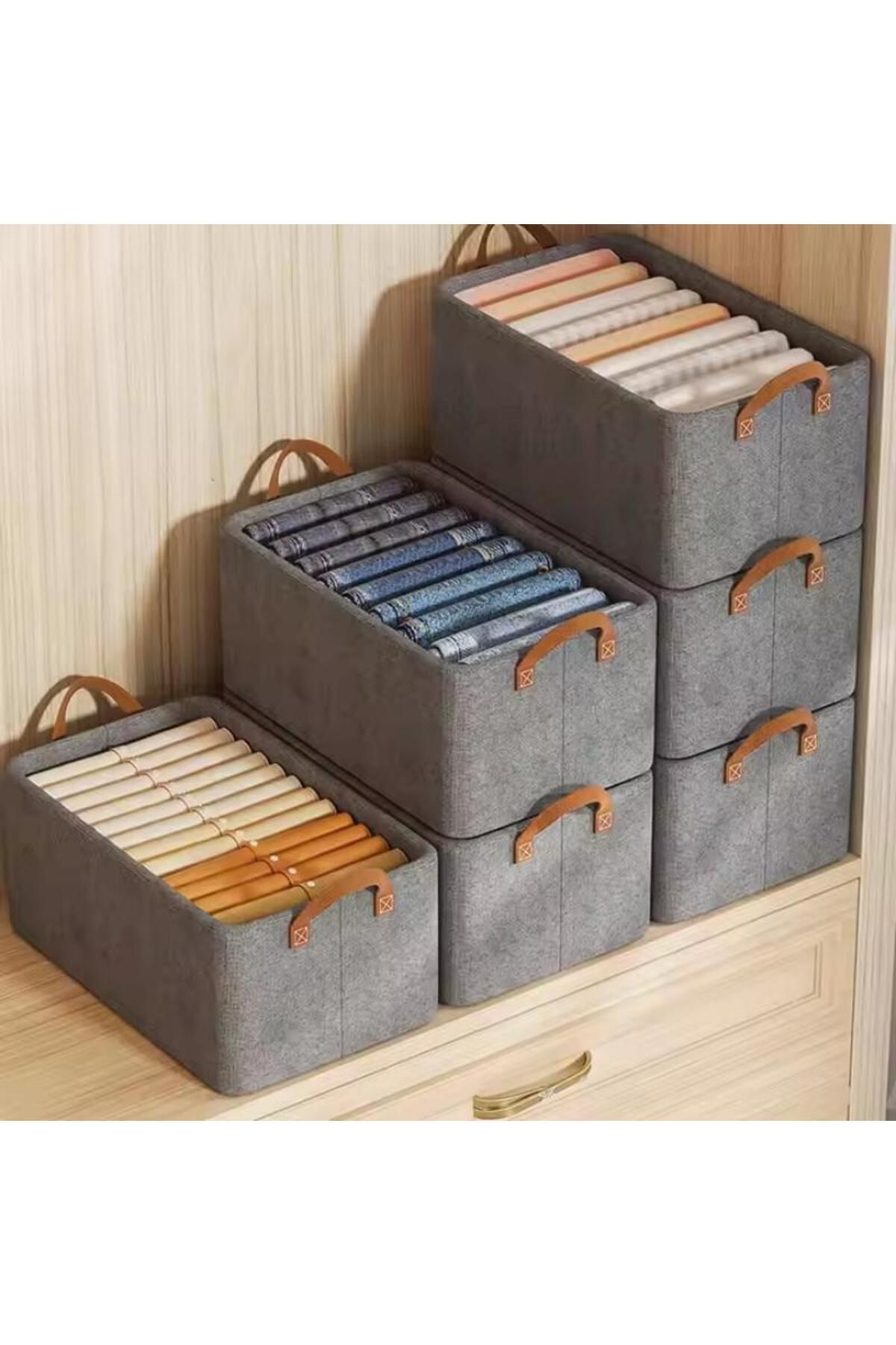 Generic-خزانة ملابس من دونيسو، صندوق تخزين قابل للطي للجينز، منظم ملابس بثلاث قطع، قابل للغسل، مزود بمقبض 1