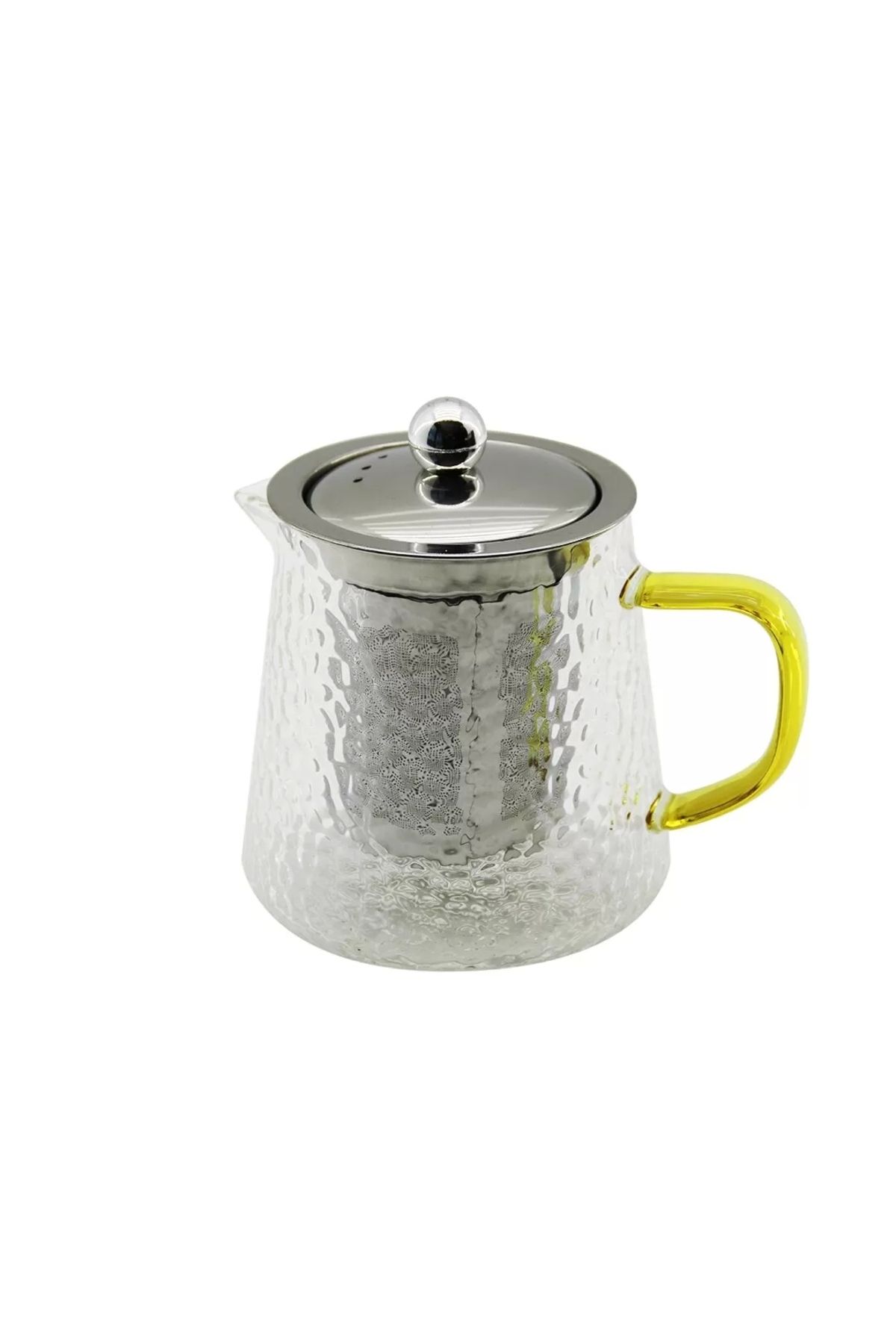 FTT SHOPPING MARKET Yuvarlak Kabartmalı - Borosilikat Cam Demlik 550ml