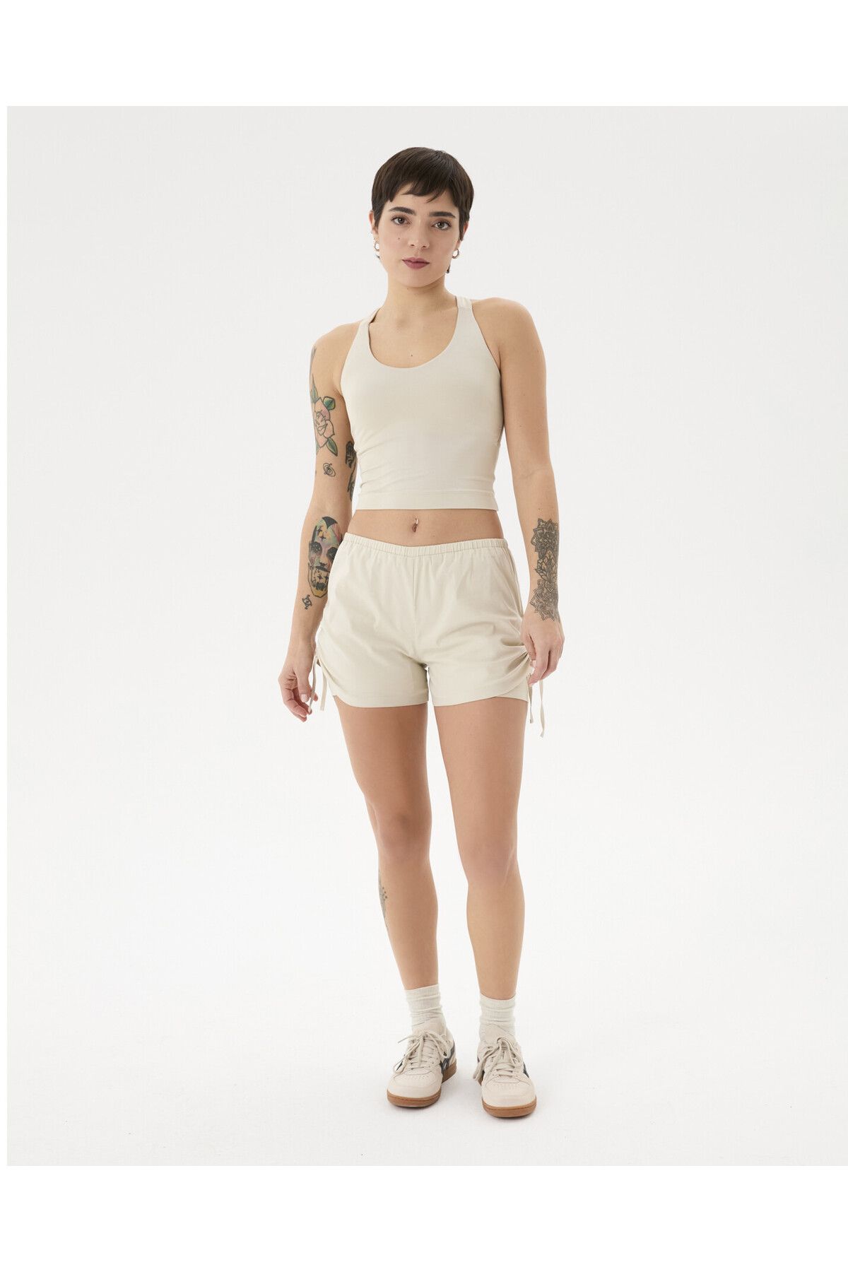 Ayma Active-Cream Double Layer Drawstring Shorts 7