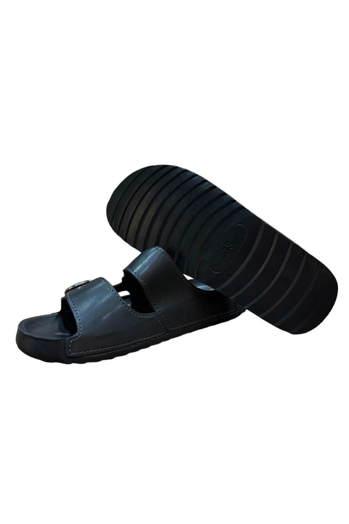 Liger-Papuci de damă anatomici confortabili - curea dublă, cataramă, negru 3