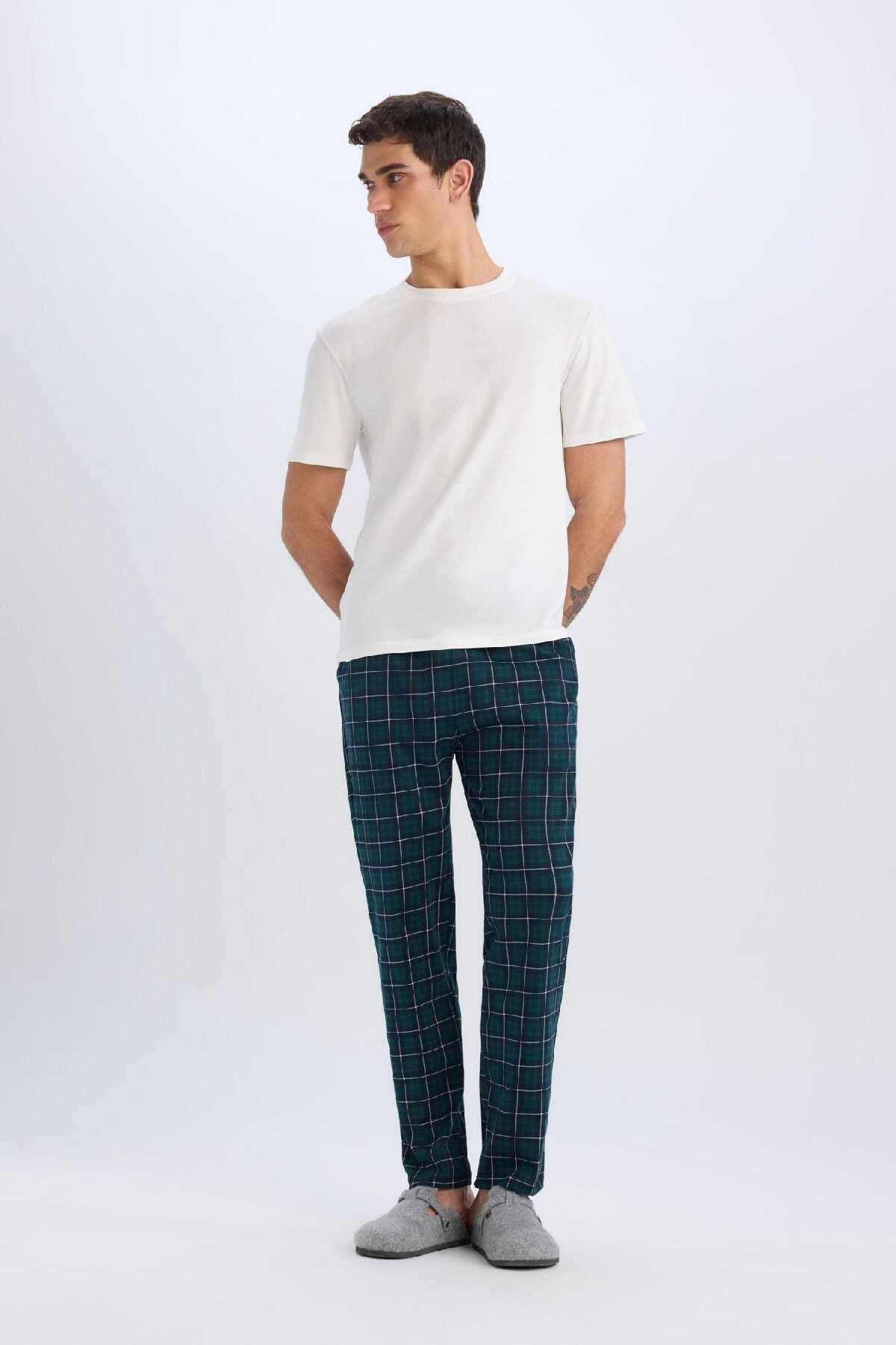 DeFacto-Regular Fit Checkered Pocket Pajama Bottoms B7254Ax25Sp 4