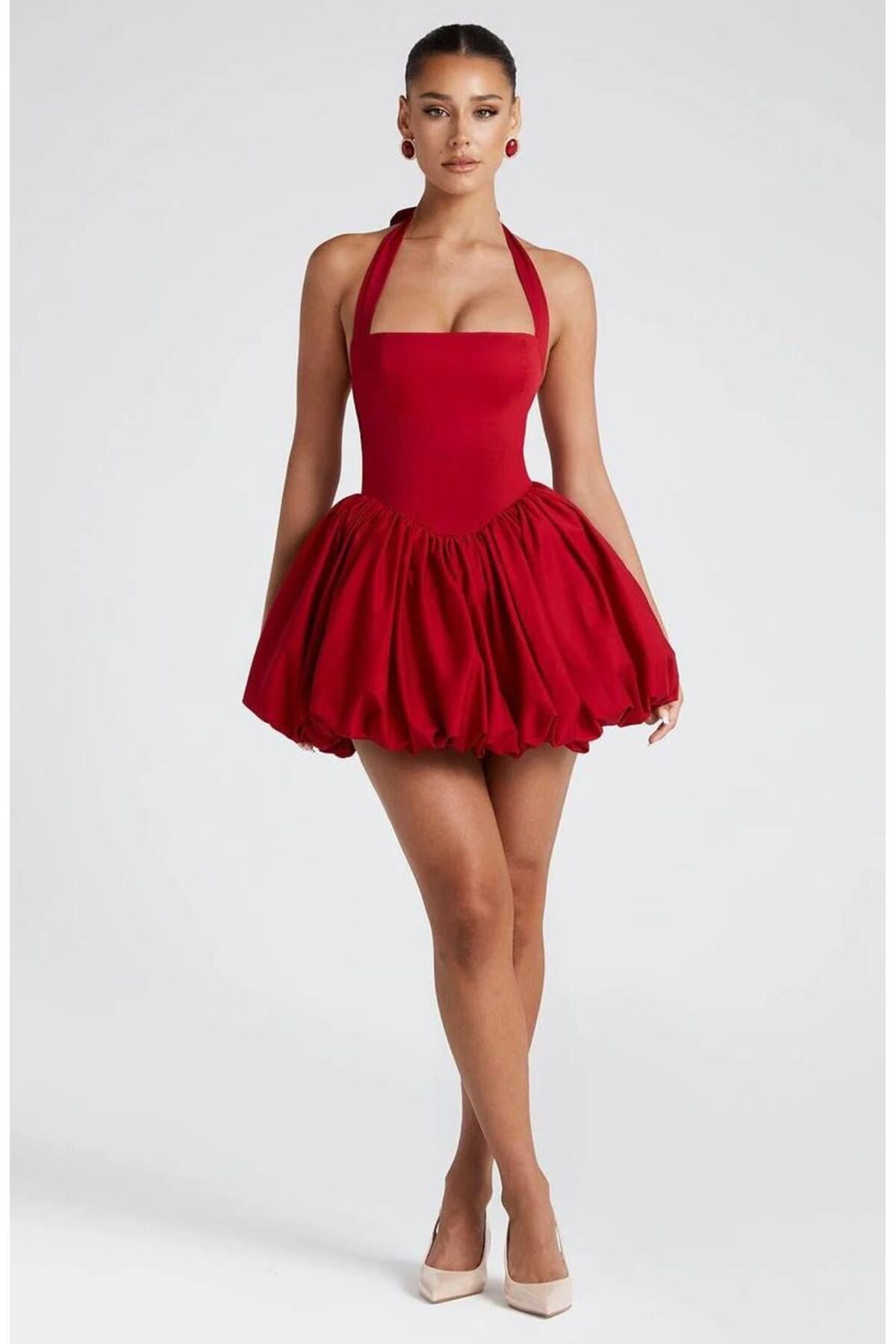 Butik Mini Volan Etek Detay Elbise