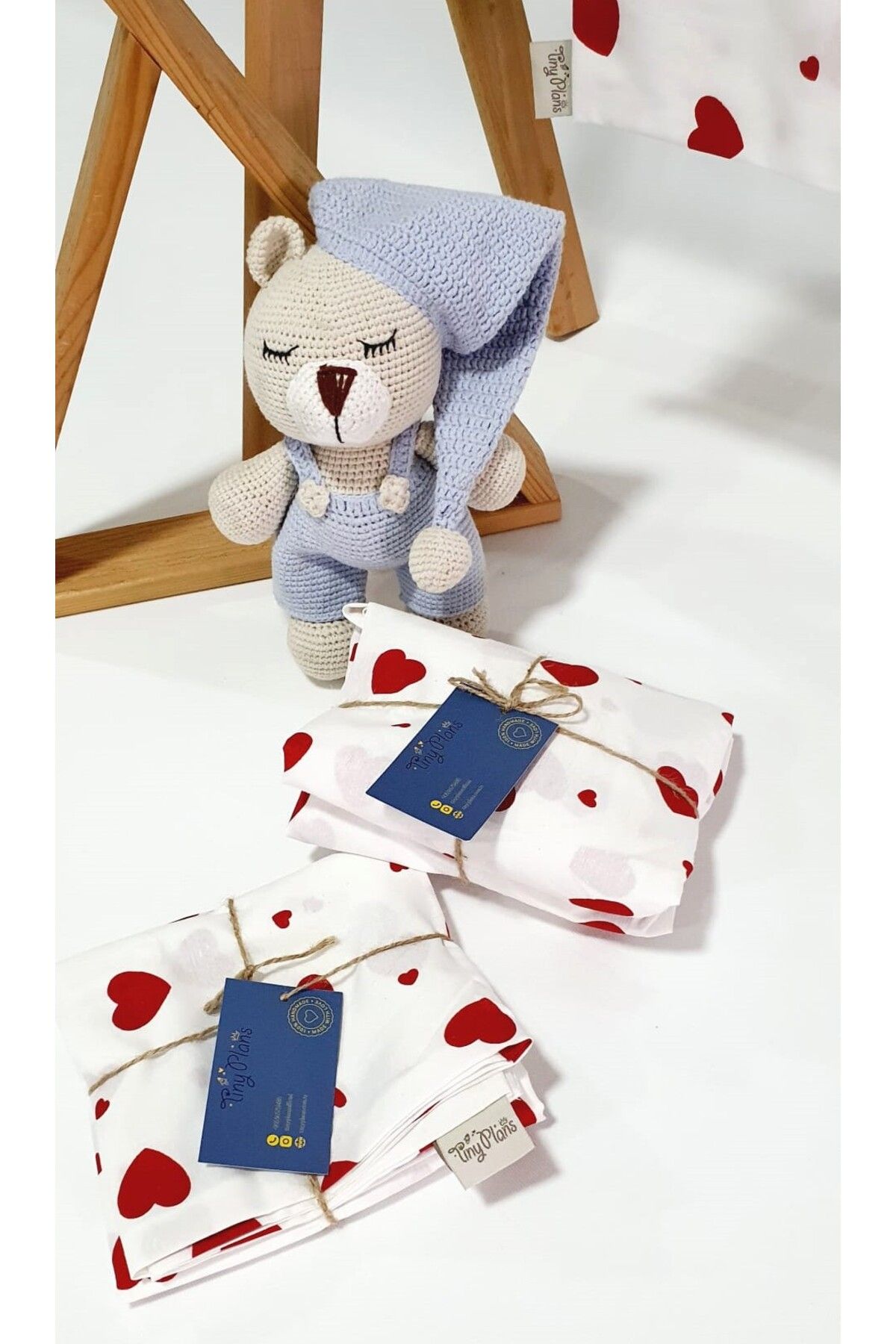 tiny plans-Heart Pattern Elastic Single Sheet Pillowcase Set 4