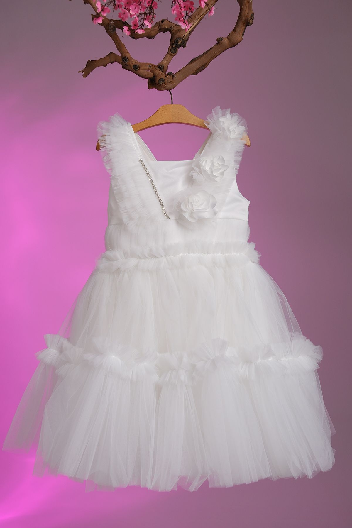 Pina Kids Gül Detaylı Kız Çocuk Abiye ABY.30003