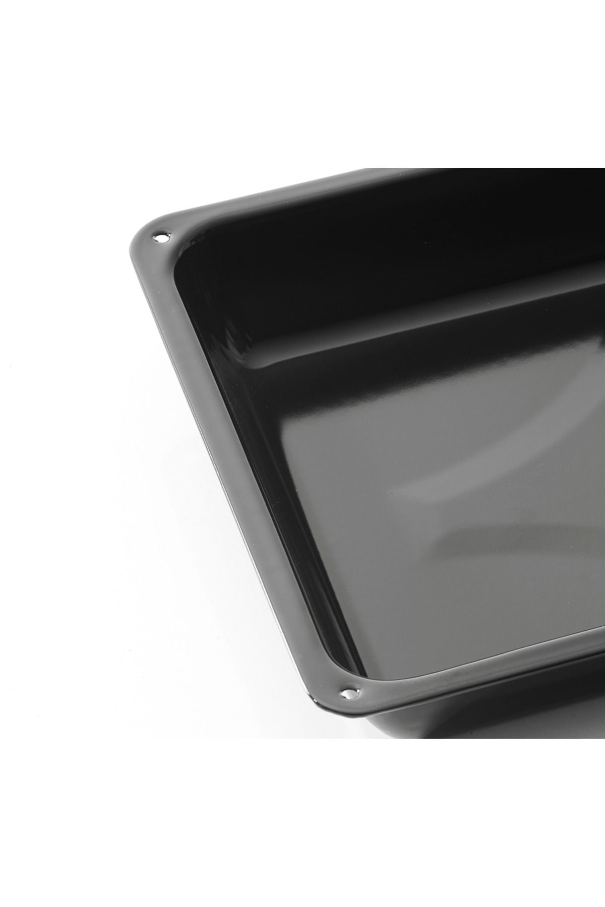 COOK-LAB-Black Glossy Enamel Round and Square Oven Tray Set 26 and 26*37 cm 2 Pieces 5
