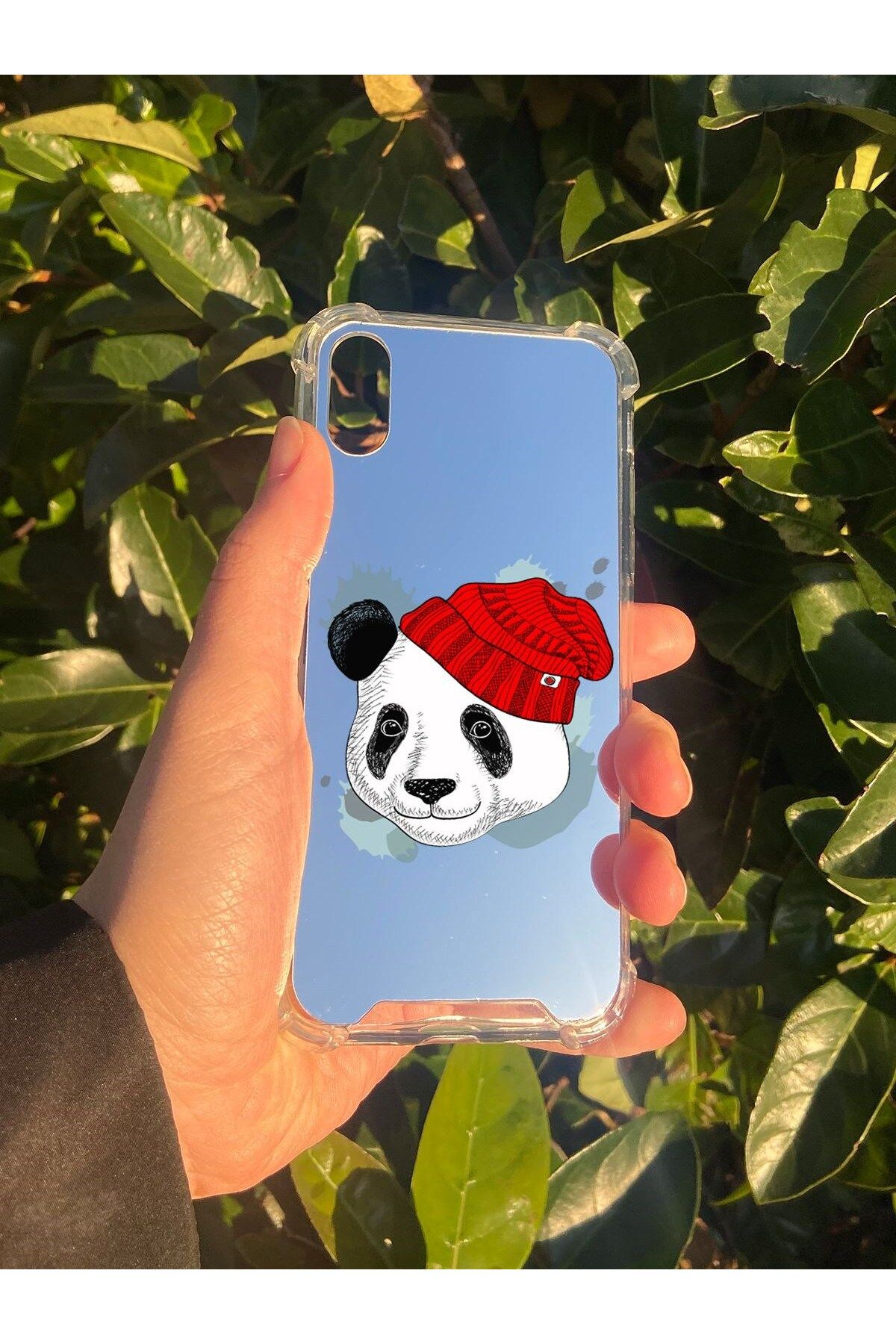 blueb İphone XS Uyumlu Aynalı Panda Desenli Darbe Kamera Korumalı Silikon Telefon Kılıfı