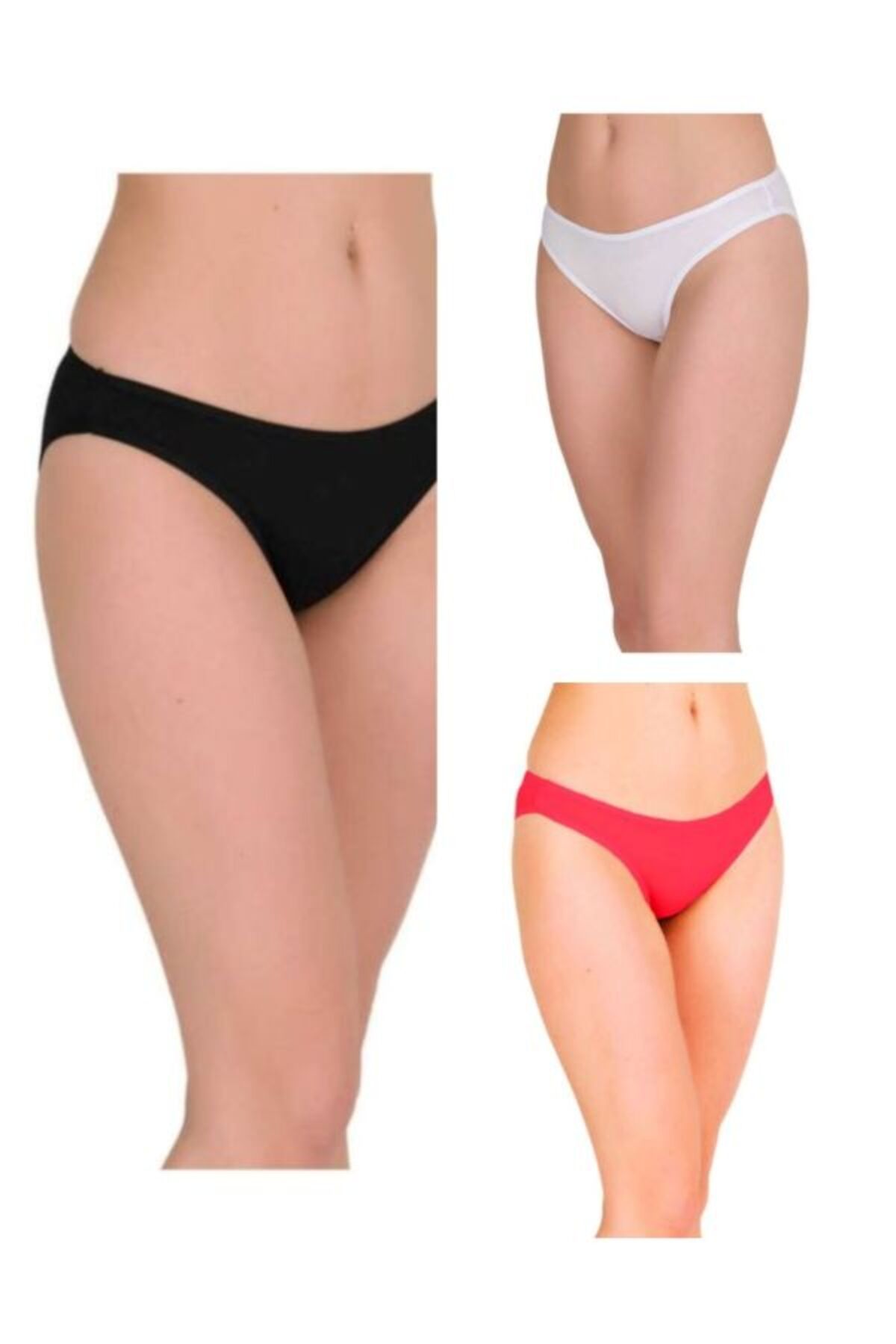 kit iç giyim Berrak 2056 12'li (Siyah - Beyaz ve Kırmızı Renkler) Kadın Bikini Külot