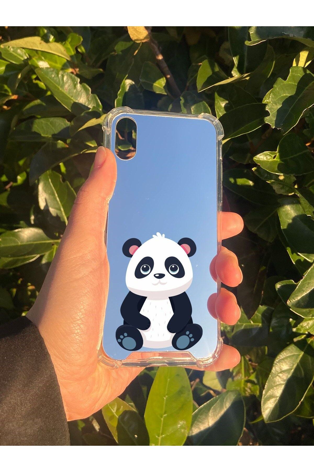 blueb İphone XS Uyumlu Aynalı Poncik Desenli Darbe Kamera Korumalı Silikon Telefon Kılıfı