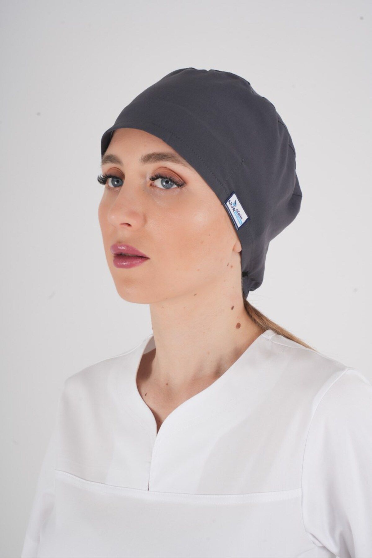 Nur Medikal Giyim Unisex Düz Antrasit Doktor Hemşire Hastane Aşçı Medikal Cerrahi Bonesi