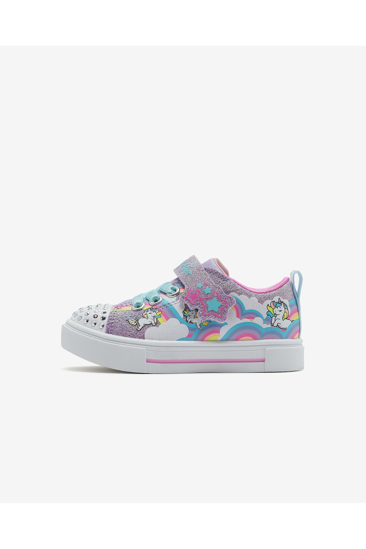 اسکچرز کفش کتانی دخترانه کوچک Twinkle Sparks Jumpin' Clouds مدل 314809N LVMT با چراغ‌های بنفش