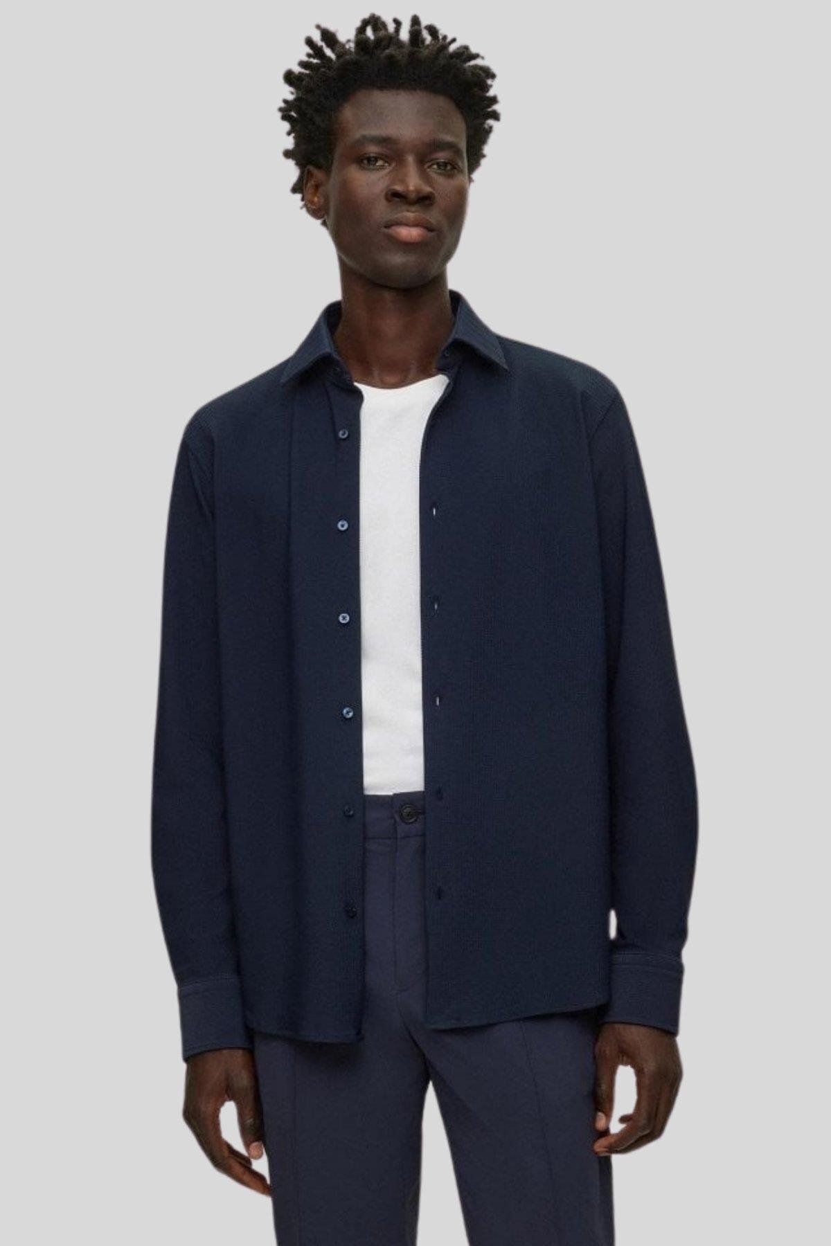 باس پیراهن مردانه معمولی فیت سرمه‌ای