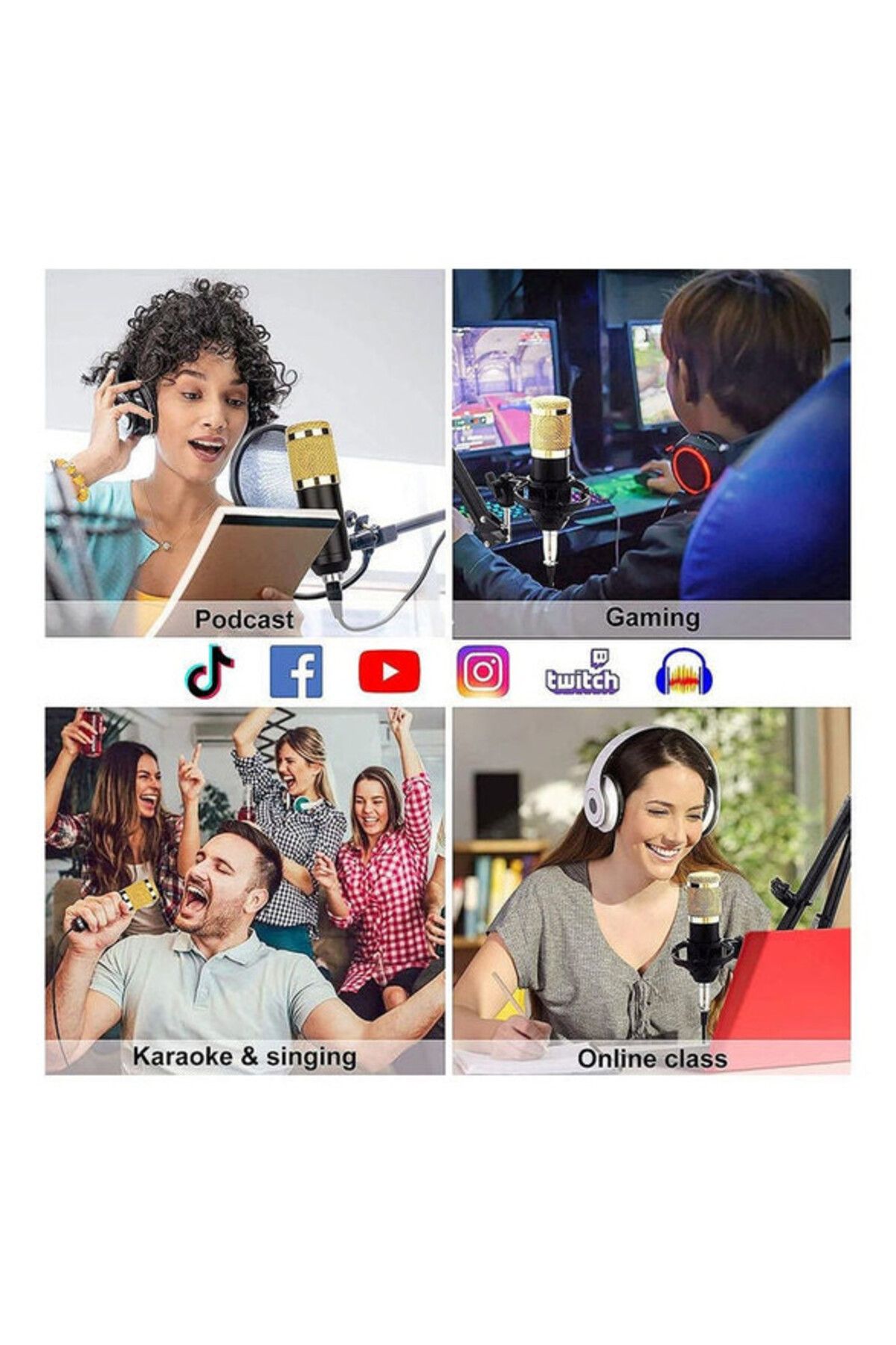 COOYA-Professional Condenser Microphone with V8S Live Sound Card & Studio Recording Broadcasting Set 4