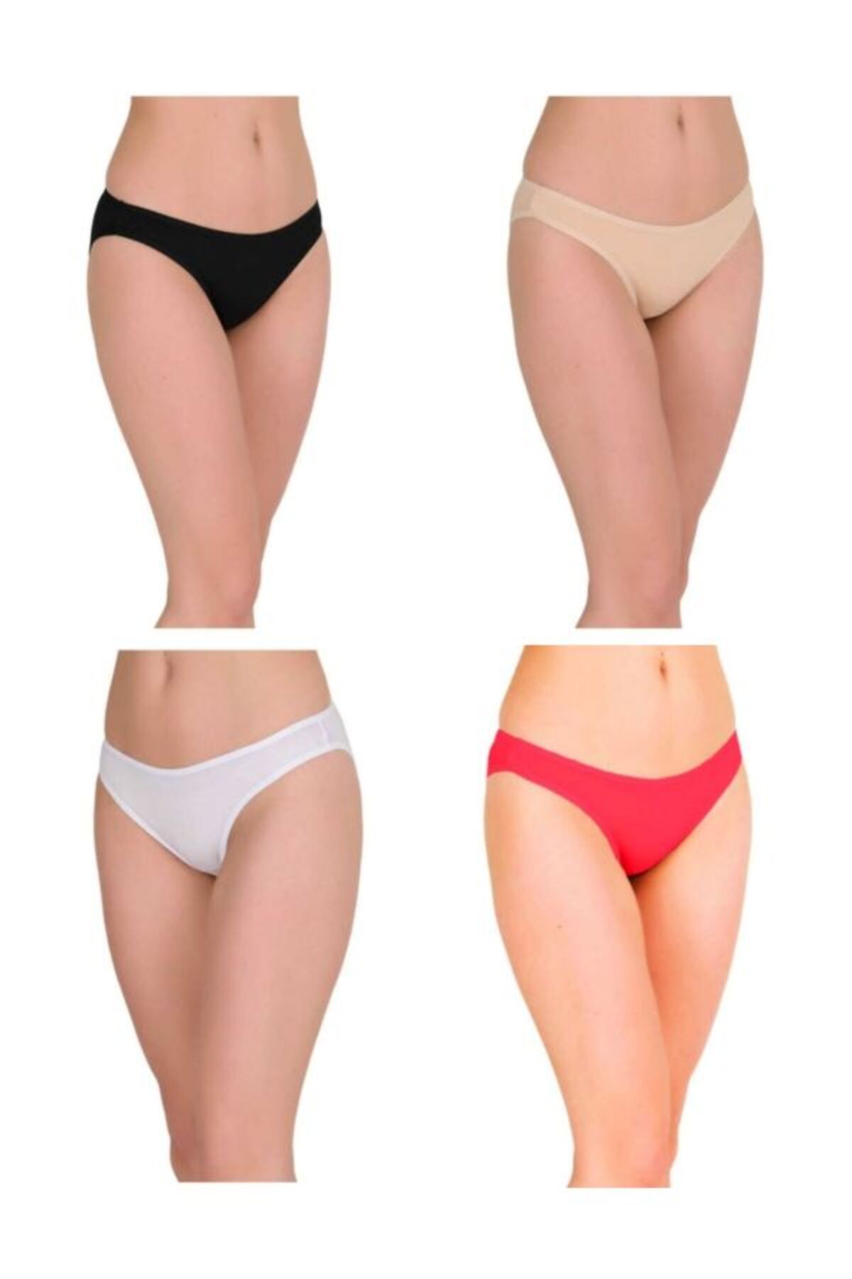 kit iç giyim Berrak 2056 12'li (Siyah - Beyaz - Ten ve Kırmızı Renkler) Kadın Bikini Külot