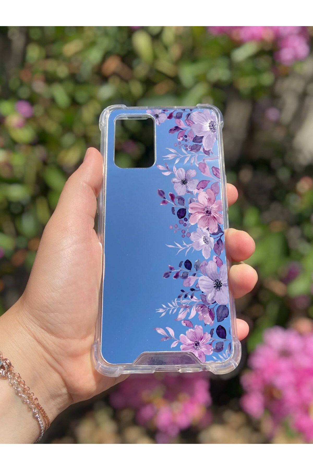 MBB ETİCARET Oppo A74 Uyumlu Aynalı Mor Ve Ötesi Desenli Darbe Kamera Korumalı Silikon Telefon Kılıfı