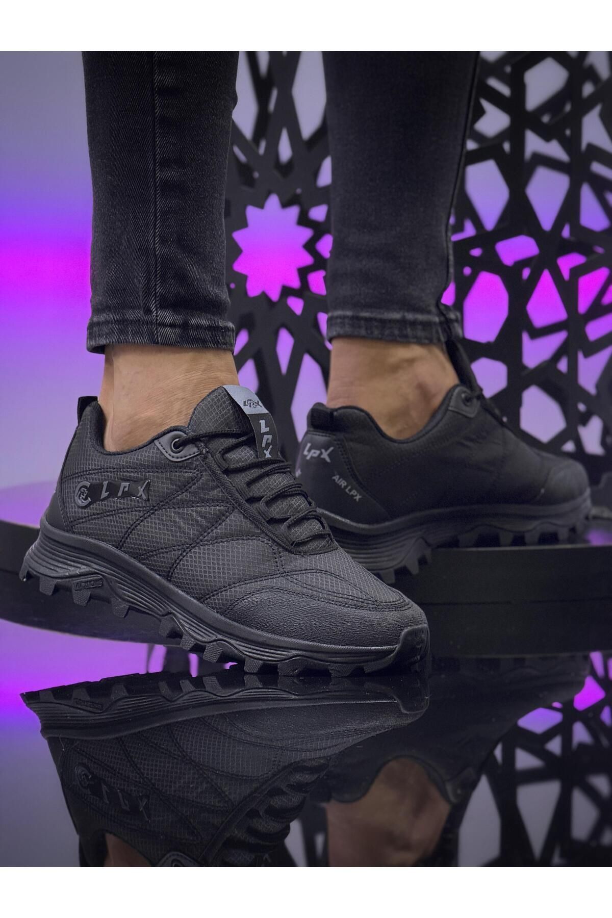 BİKAJOO Erkek Siyah Paraşüt Su Geçirmez Günlük Ortopedik Rahat Kışlık Sneaker BKJ1048
