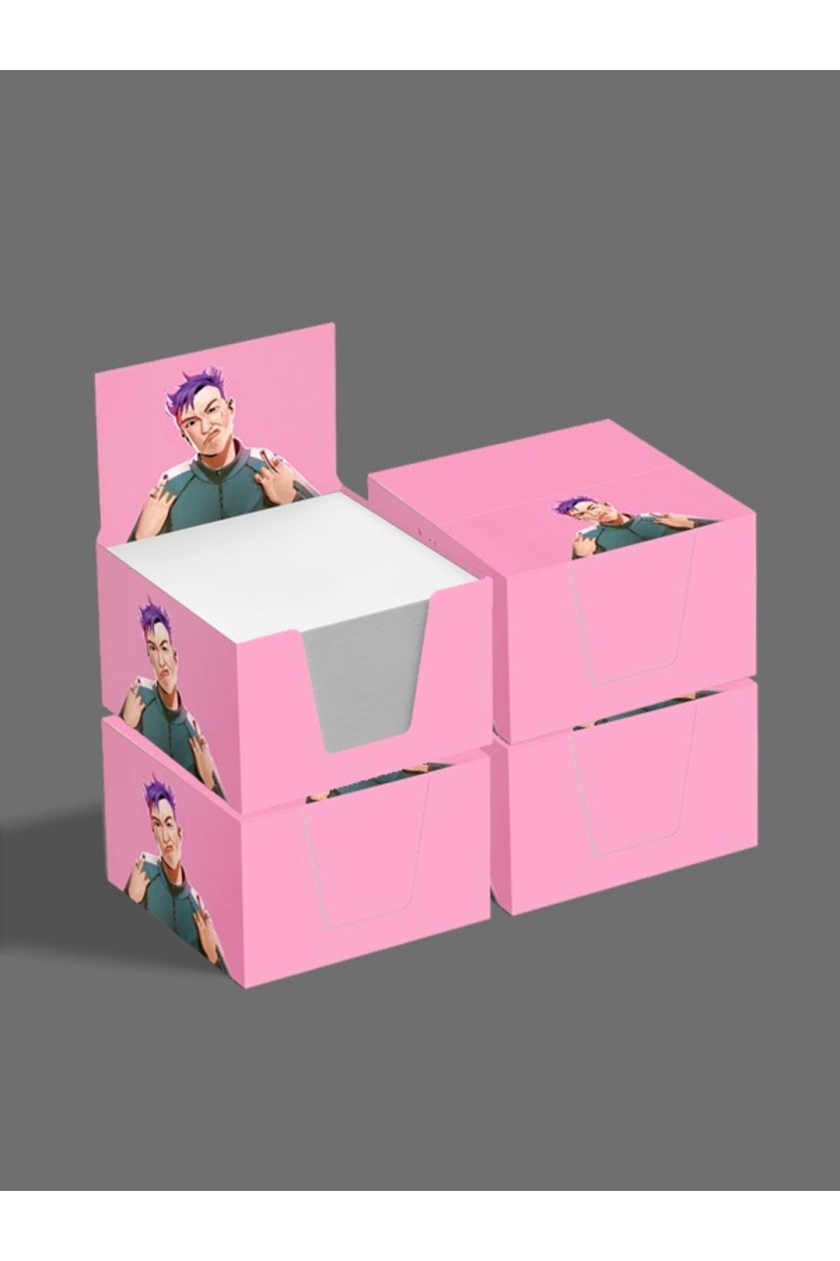 AYKUT OFSET-4Pcs,Squid Game Designed Cube Memo Pad,Boxed Block Note,Note Paper,Note Holder,Cube Note Paper 500, 8X8 4