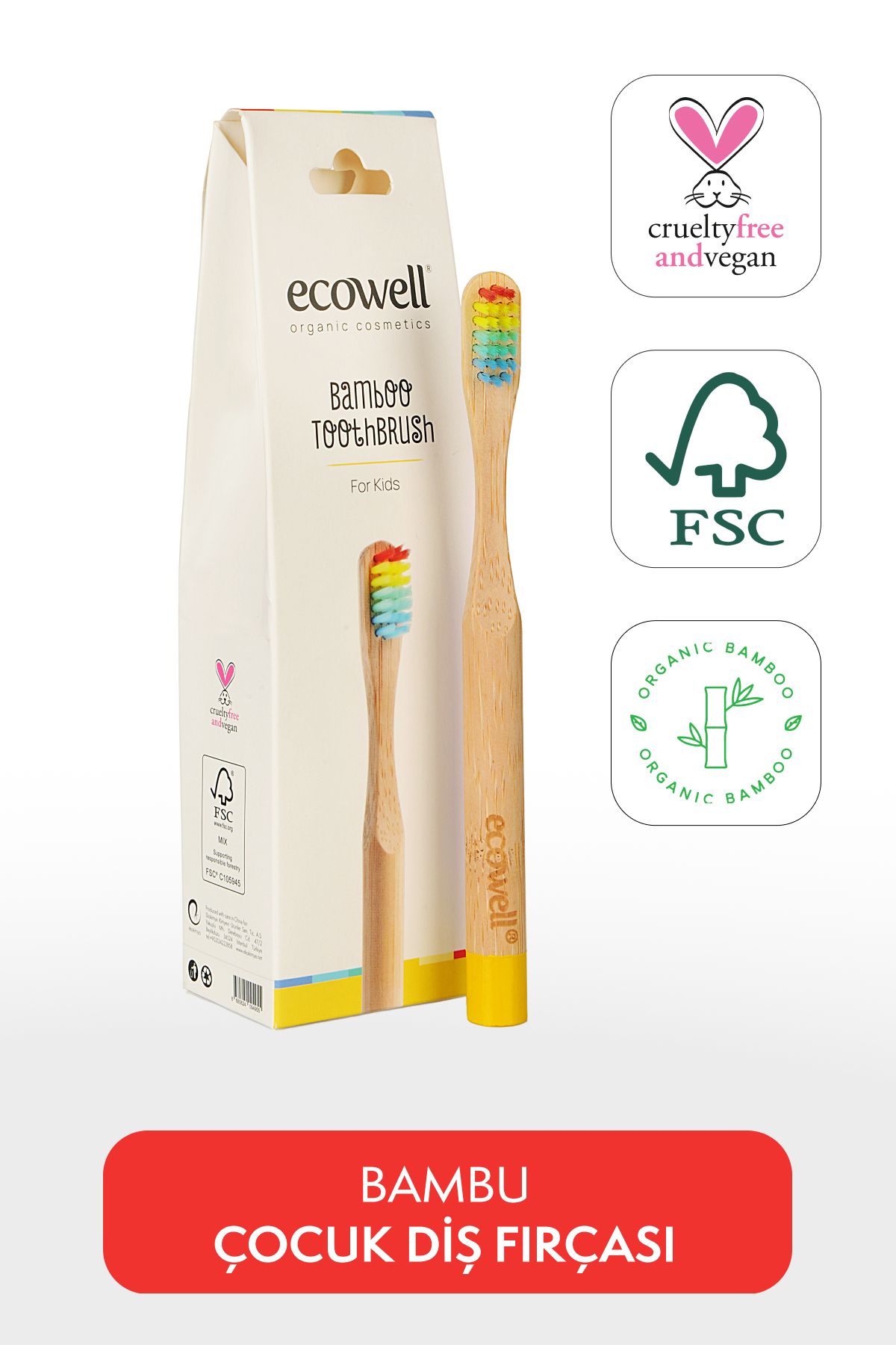 Ecowell-Bamboo Kids Toothbrush, Soft, Natural, BPA Free, Vegan & Cruelty Free 1