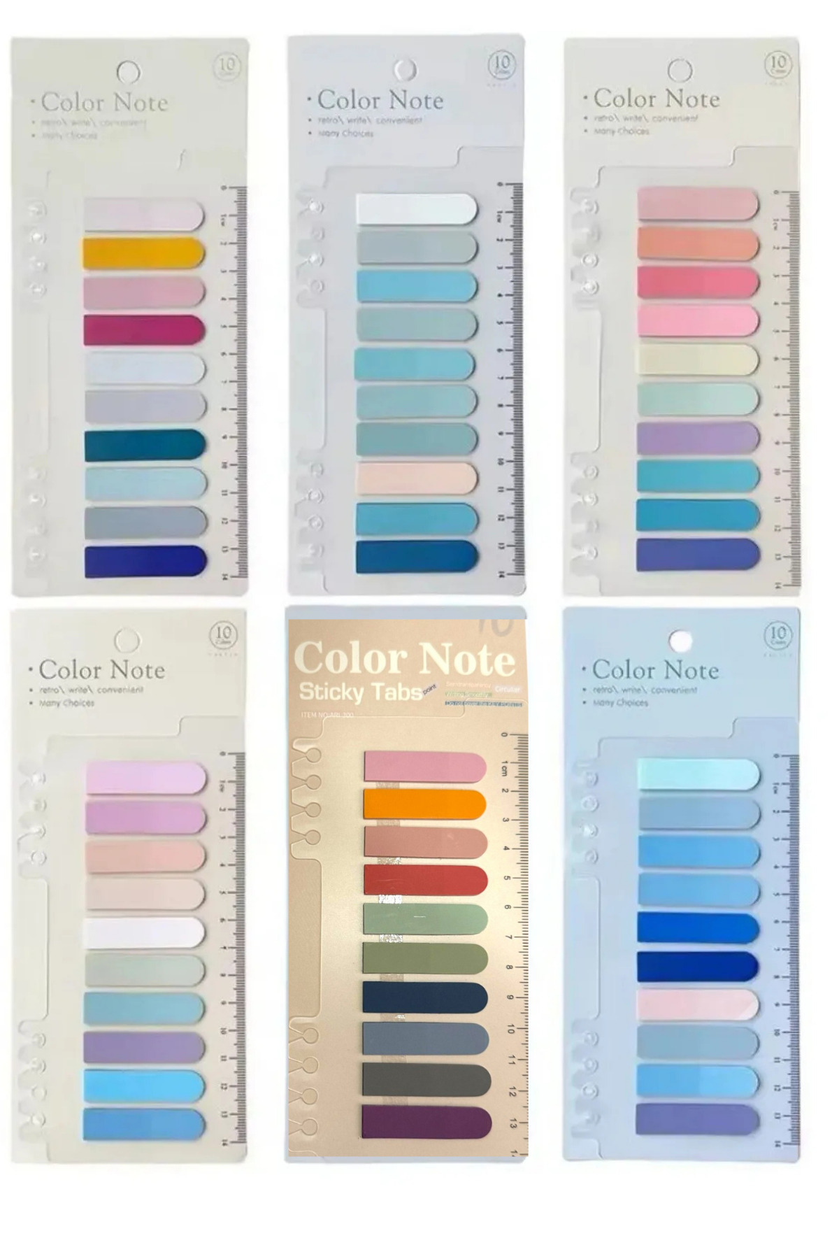 NaSaDAN Pastel Tonlar 1200 Yaprak Oval Şeffaf Cetvelli Postit Not Kağıdı Seti 6 Adet