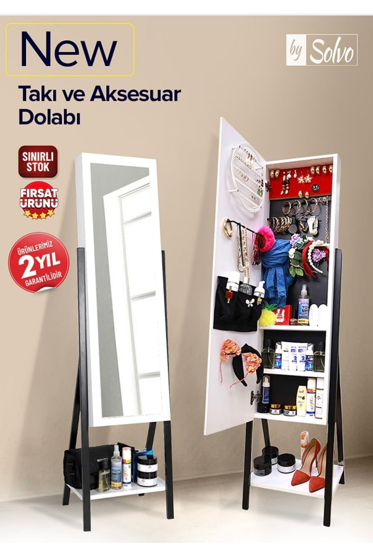MADE7 Bysolvo Boy Aynası Ve Takı Dolabı