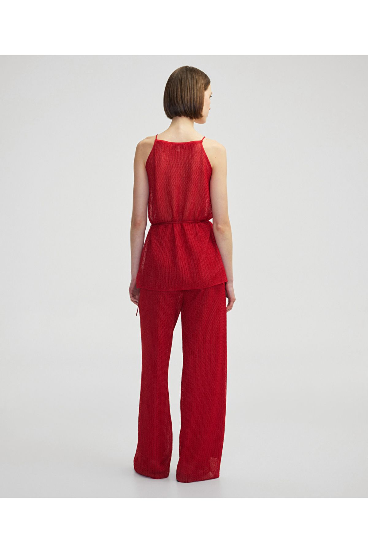 İpekyol-Tricot Blouse with Openwork and Tie on the Waist 8
