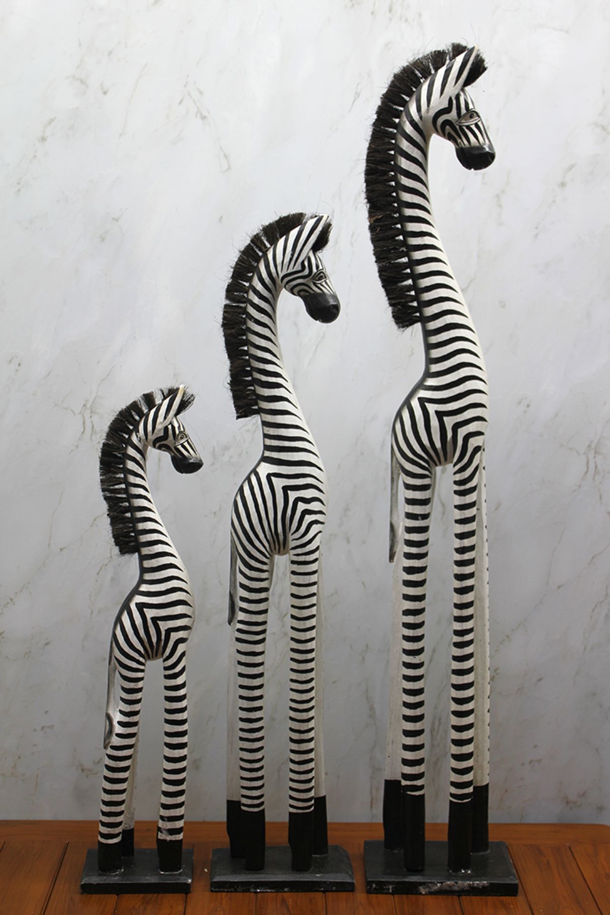 OEM Ahşap 3'lü Zebra Figürü