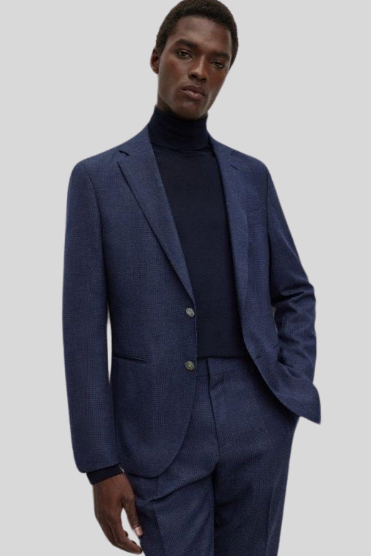 باس کت و شلوار اسلیم فیت سرمه‌ای