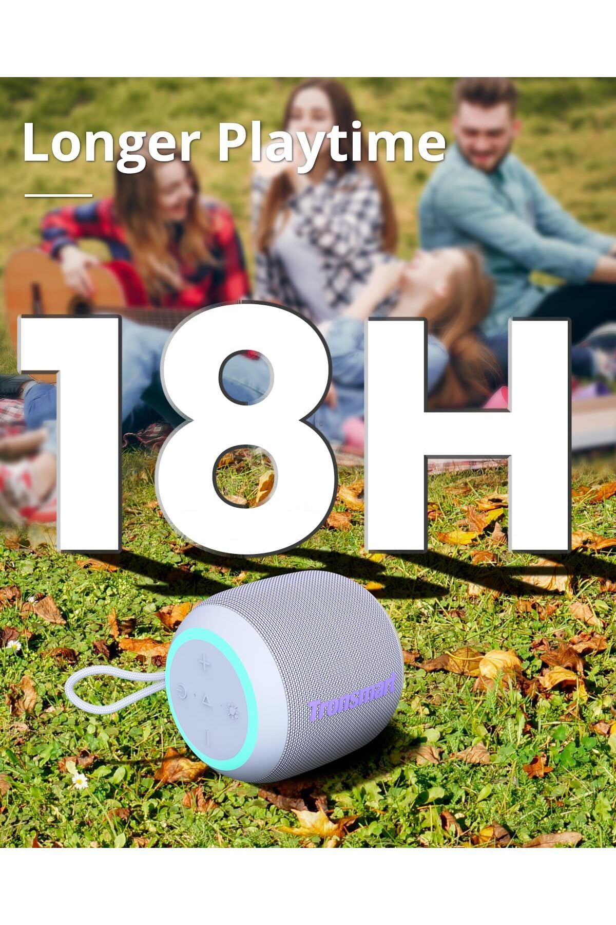 Tronsmart-T7 Mini Compact Portable Bluetooth Speaker With Lights, Stereo Sound, Bluetooth 5.3-violet 5