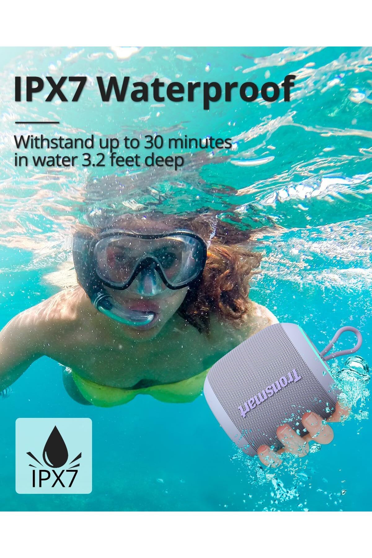Tronsmart-T7 Mini Compact Portable Bluetooth Speaker With Lights, Stereo Sound, Bluetooth 5.3-violet 3