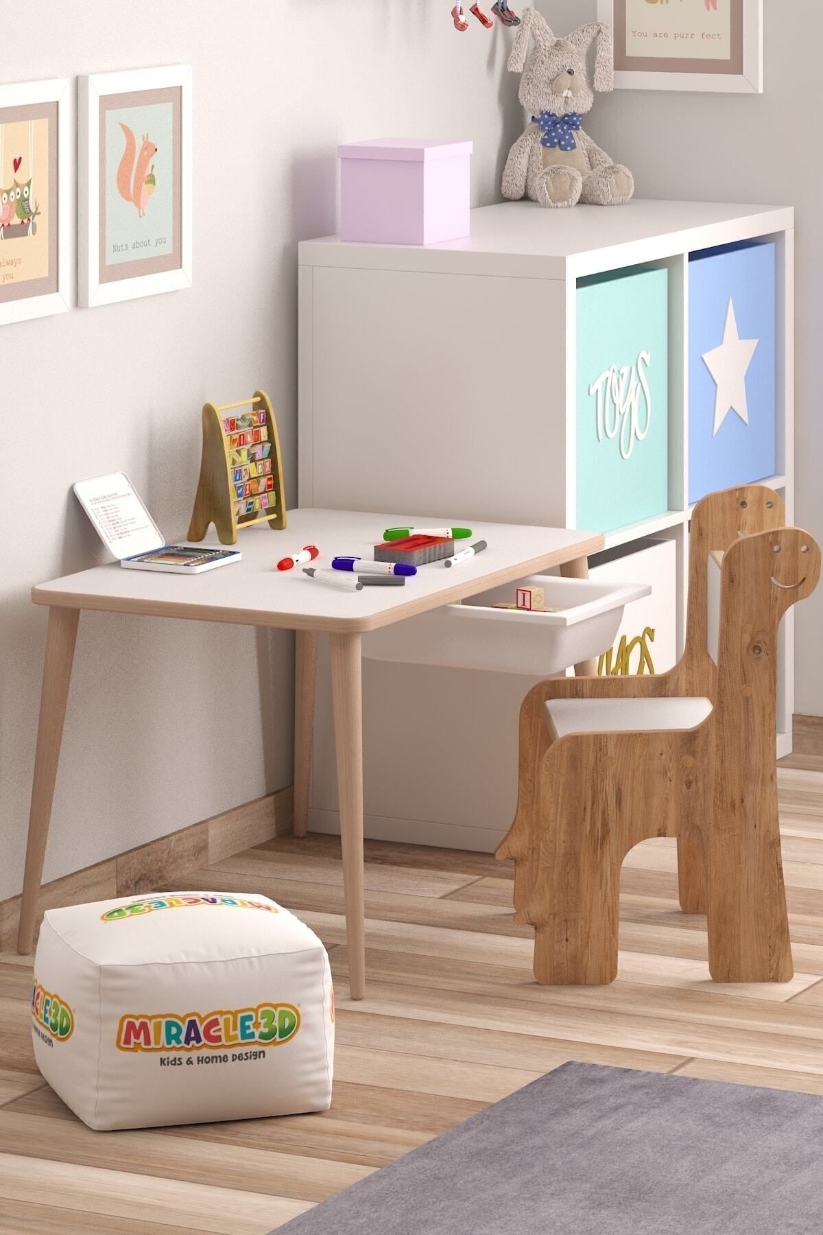 MİRACLE 3D Çocuk Oyun Etkinlik Çalışma Masası Ve Sandalye, Aktivite Masası,yaz-sil Masa fotoğrafı 4 (önizleme)