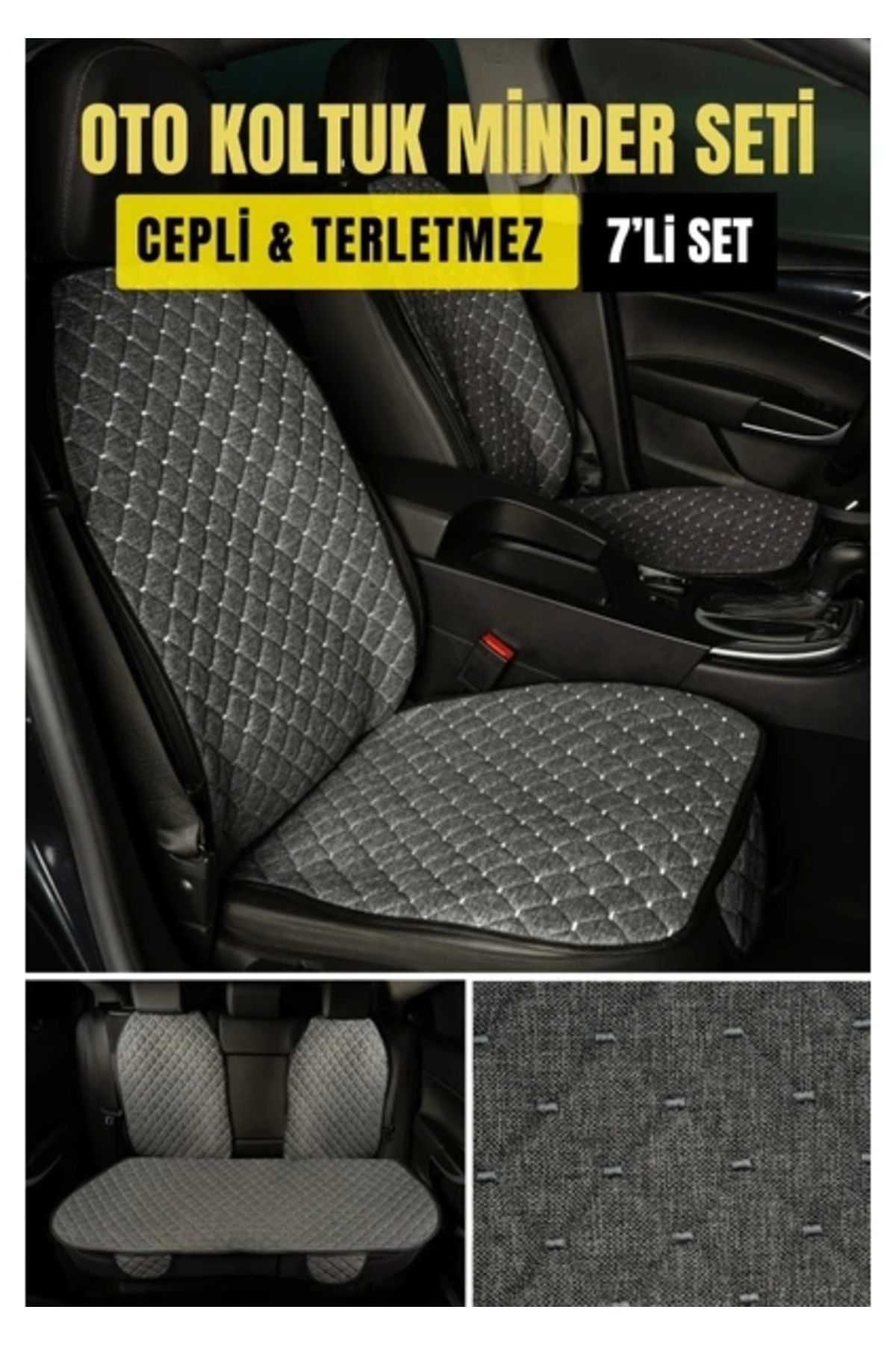 NAZ OTO HYUNDAİ Tucson (2004 - 2014)Terletmez Kaymaz Keten Oto Minder Kılıf Komple Set(7Parça) Füme