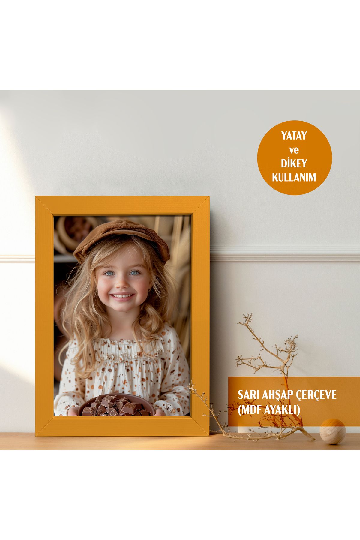 HOMEPACK 10X15 CM Sarı Ahşap Çerçeveli Poster Çerçevesi, Boş Çerçeve, SARI-MASAUSTU-10X15