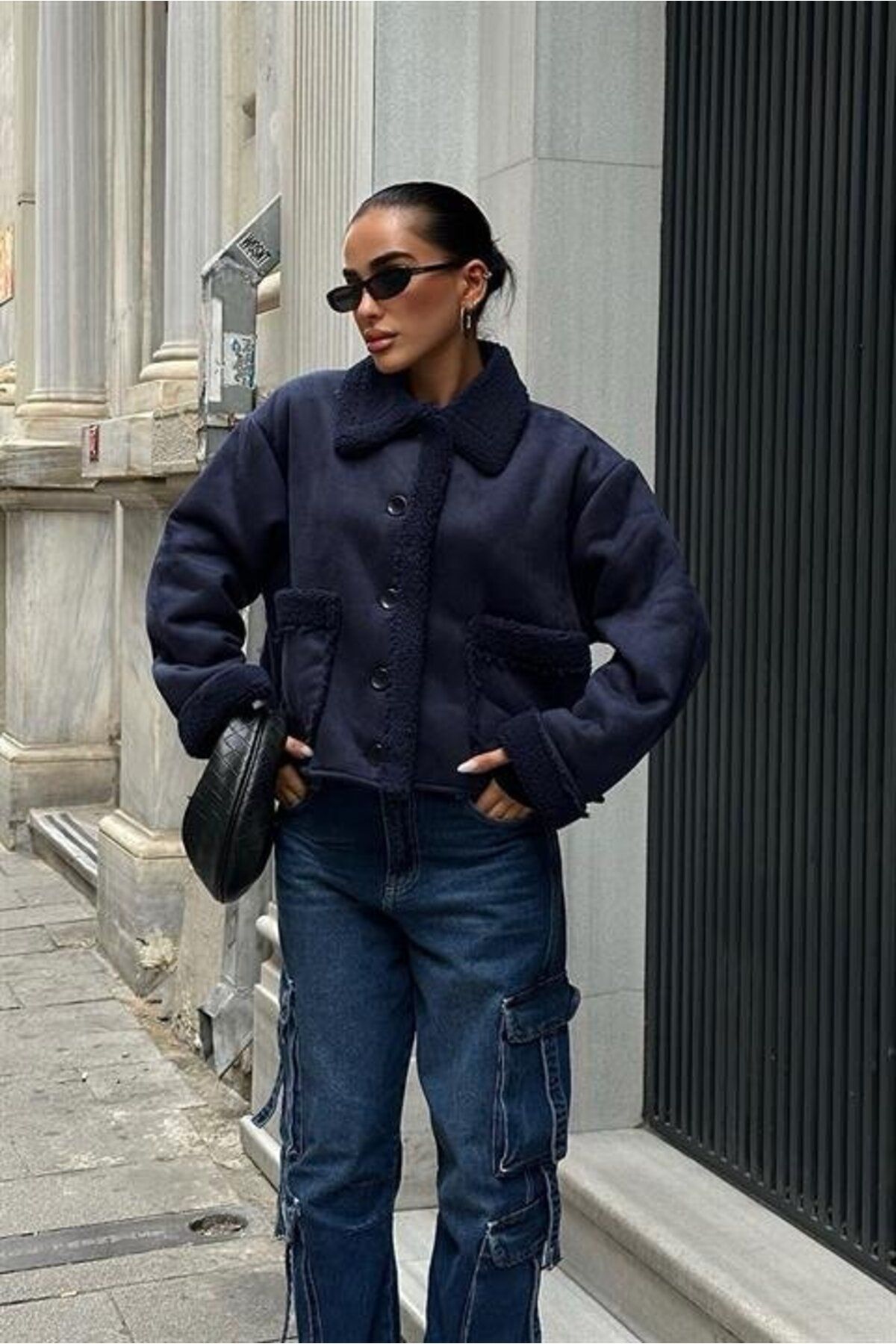 Kokosh moda Lolita Uzun Kollu Süet Ceket 6115