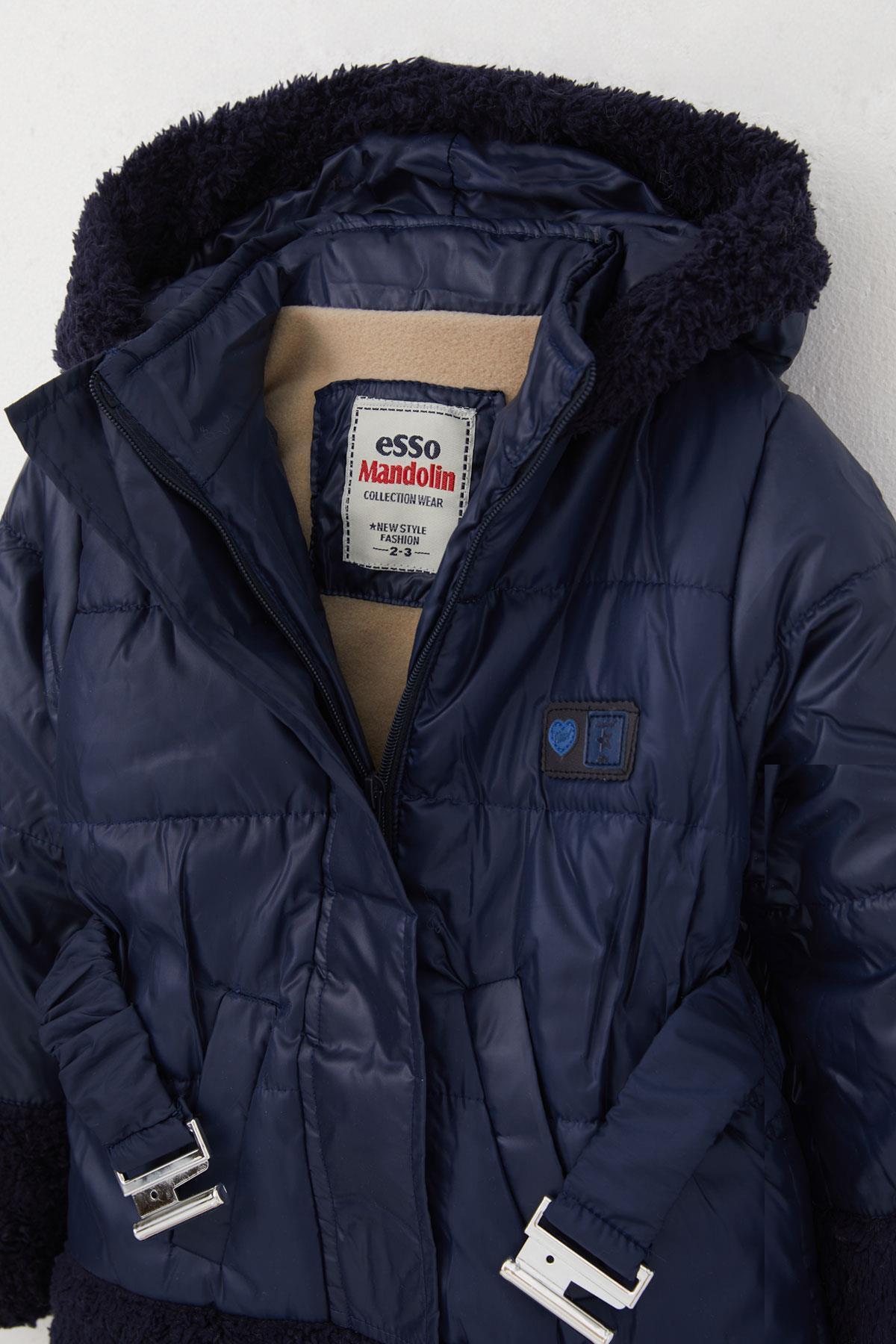 esso mandolin Kız Çocuk Mont Kemerli Armalı Peluşlu 2-6 Yaş, Lacivert fotoğrafı 4 (önizleme)