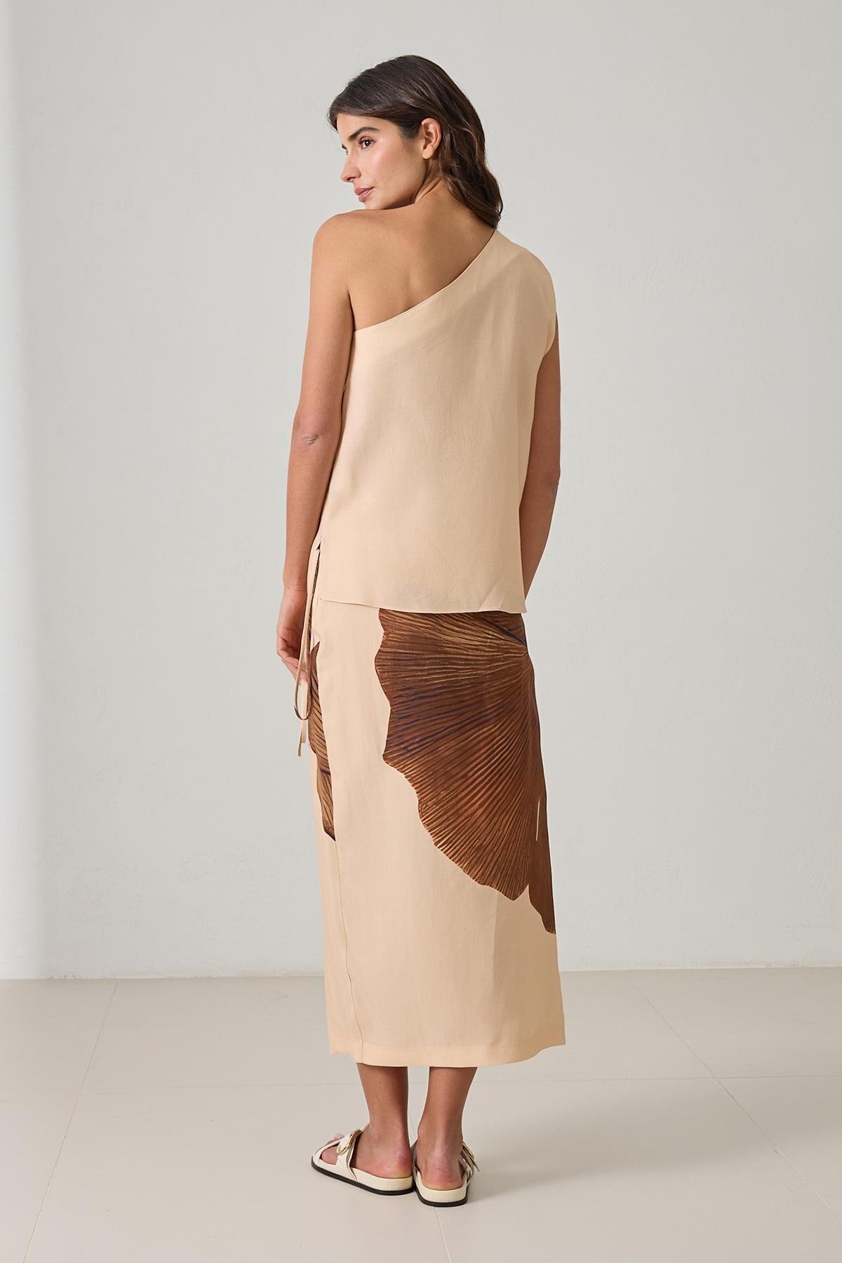 Setre-Beige One Shoulder Relaxed Cut Blouse 4