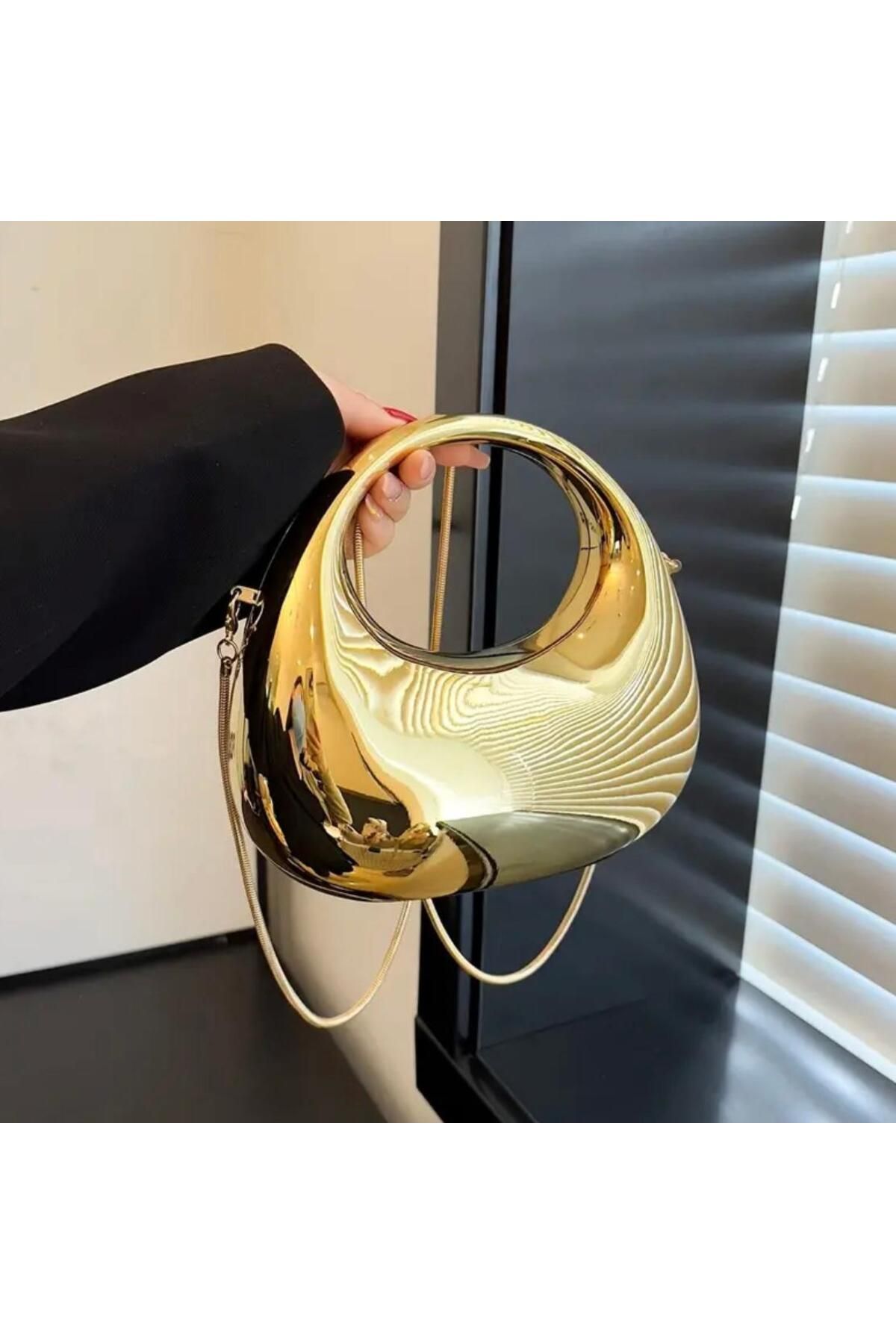 larosee Ayna Efektli Zincir Askılı Kadın Clutch Abiye Çanta Omuz Çantası El Çantası